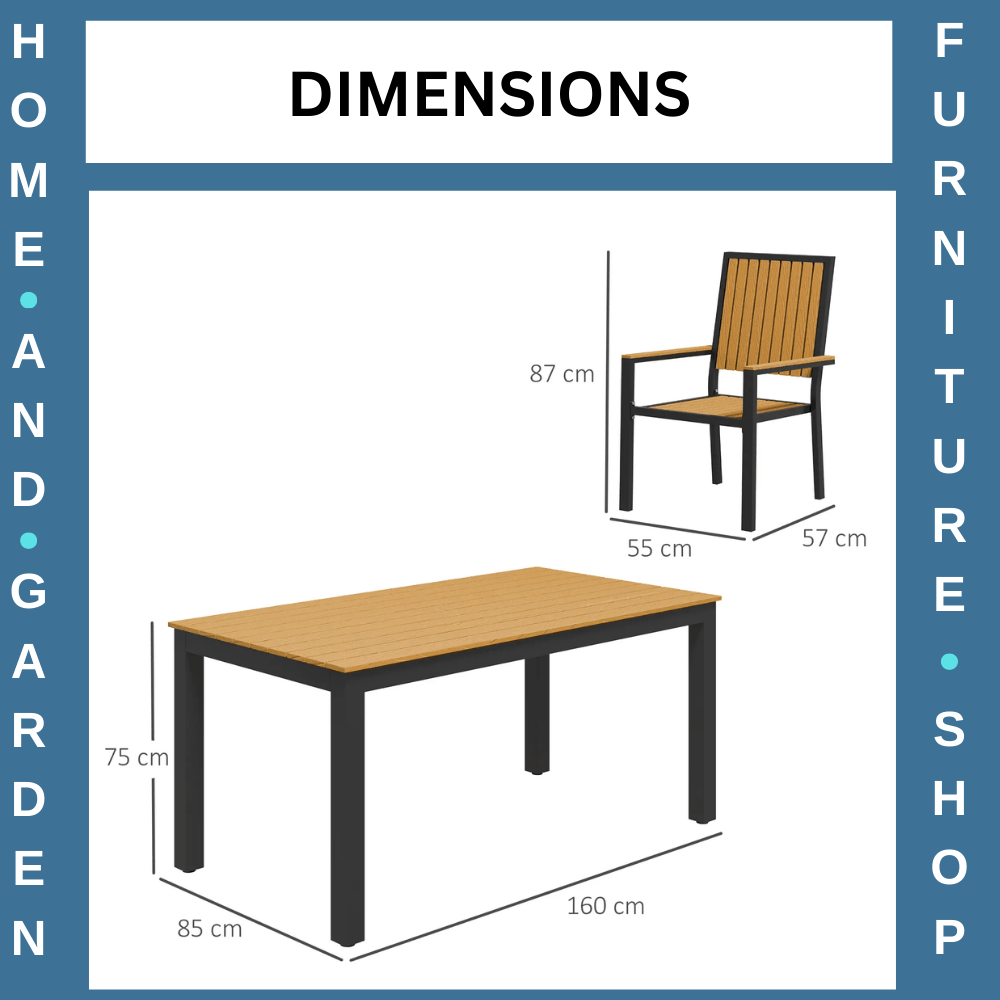 6 Seater Garden Dining Set with Stackable Chairs Aluminium and Plastic Tabletop - Home and Garden Furniture Shop - rustic - furniture