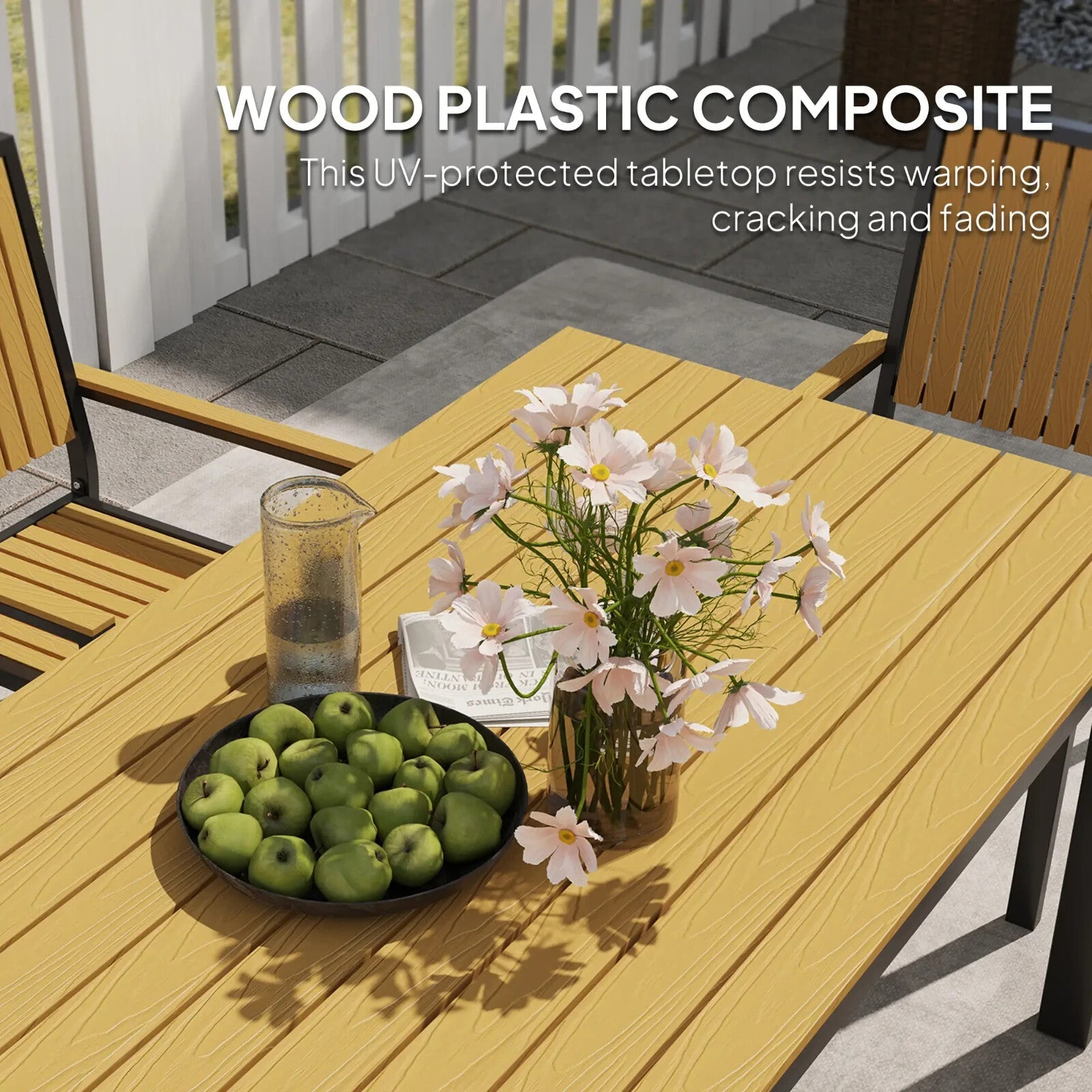 6 Seater Garden Dining Set with Stackable Chairs Aluminium and Plastic Tabletop - Home and Garden Furniture Shop - rustic - furniture