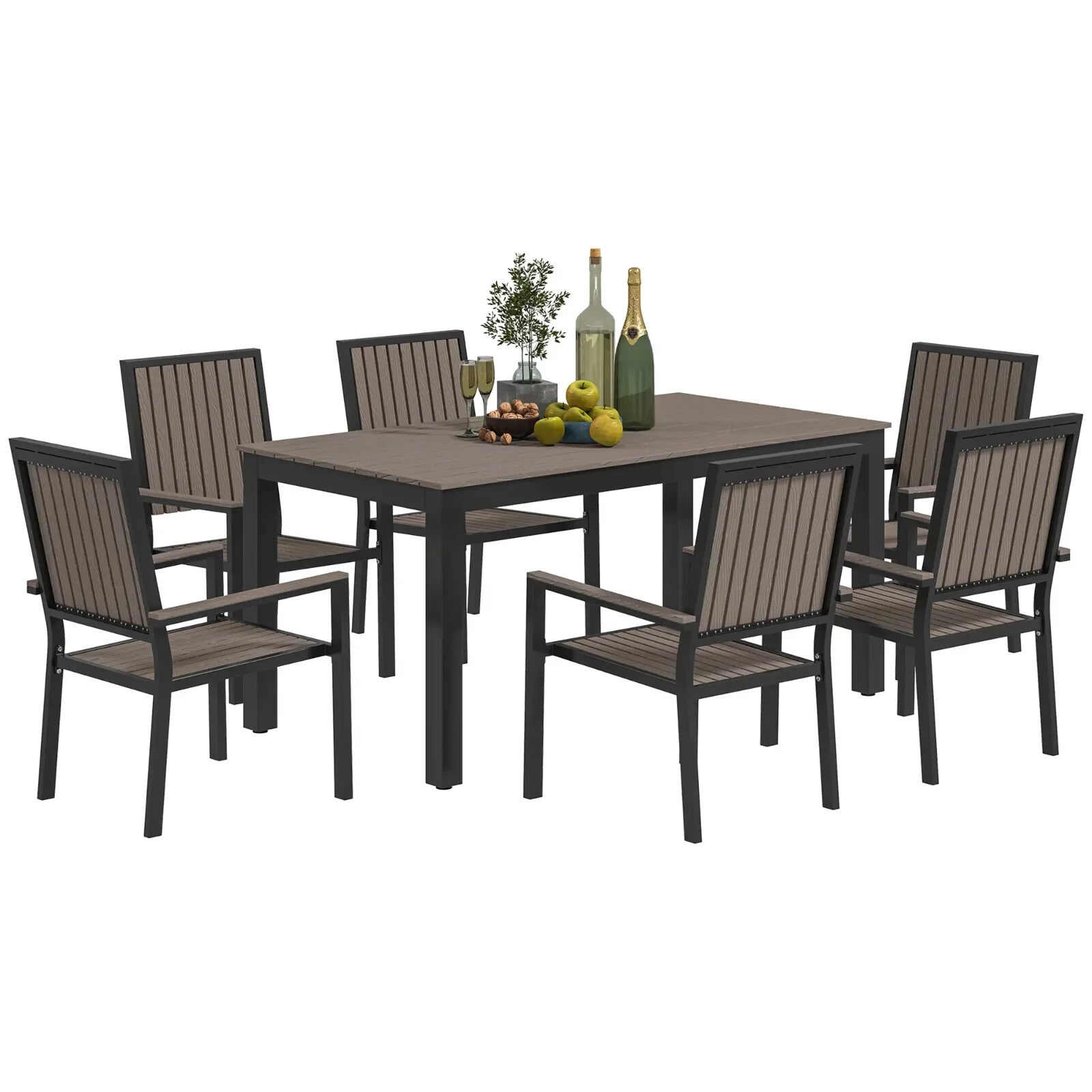 6 Seater Garden Dining Set with Stackable Chairs and Outdoor Rectangular Table - Home and Garden Furniture Shop - rustic - furniture