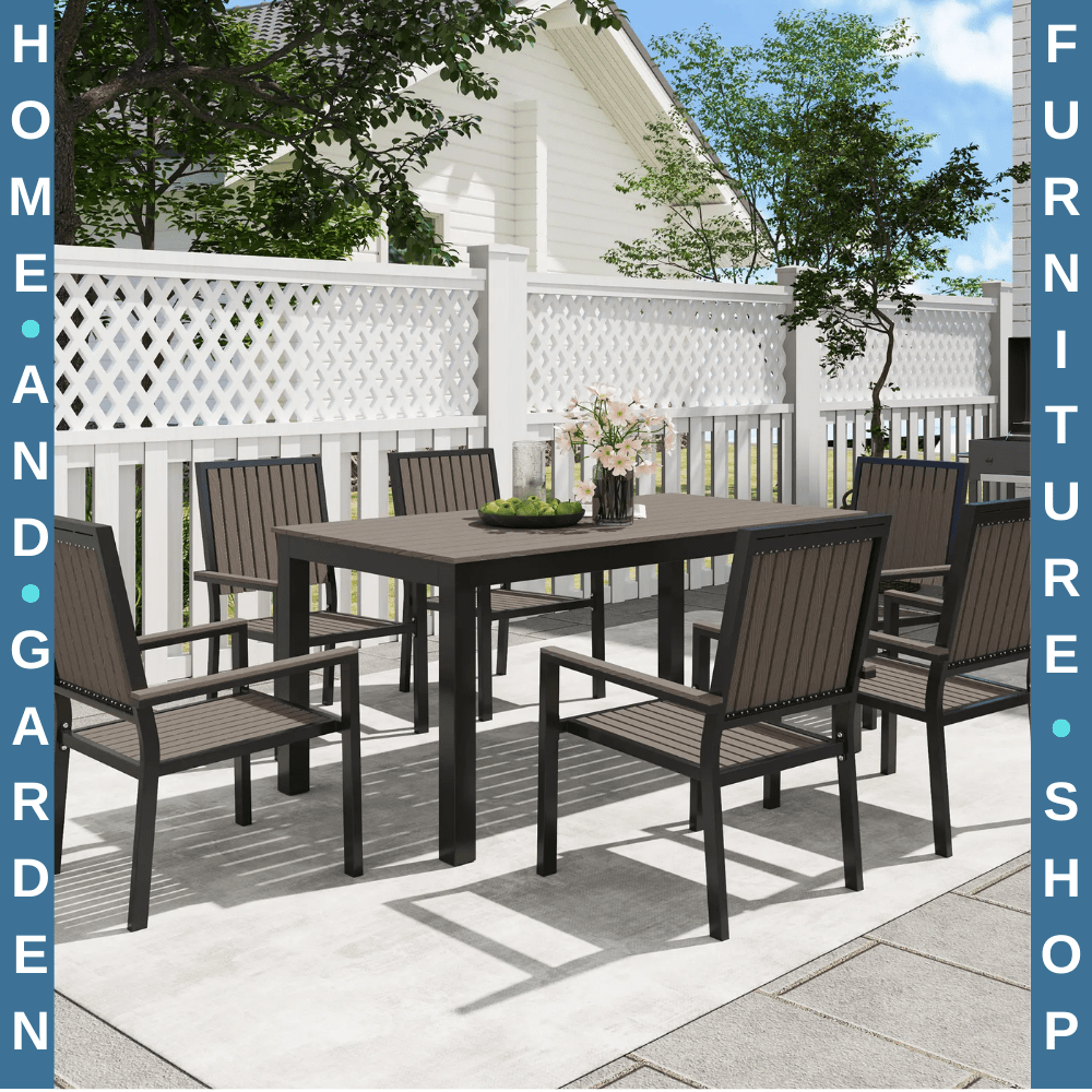 6 Seater Garden Dining Set with Stackable Chairs and Outdoor Rectangular Table - Home and Garden Furniture Shop - rustic - furniture