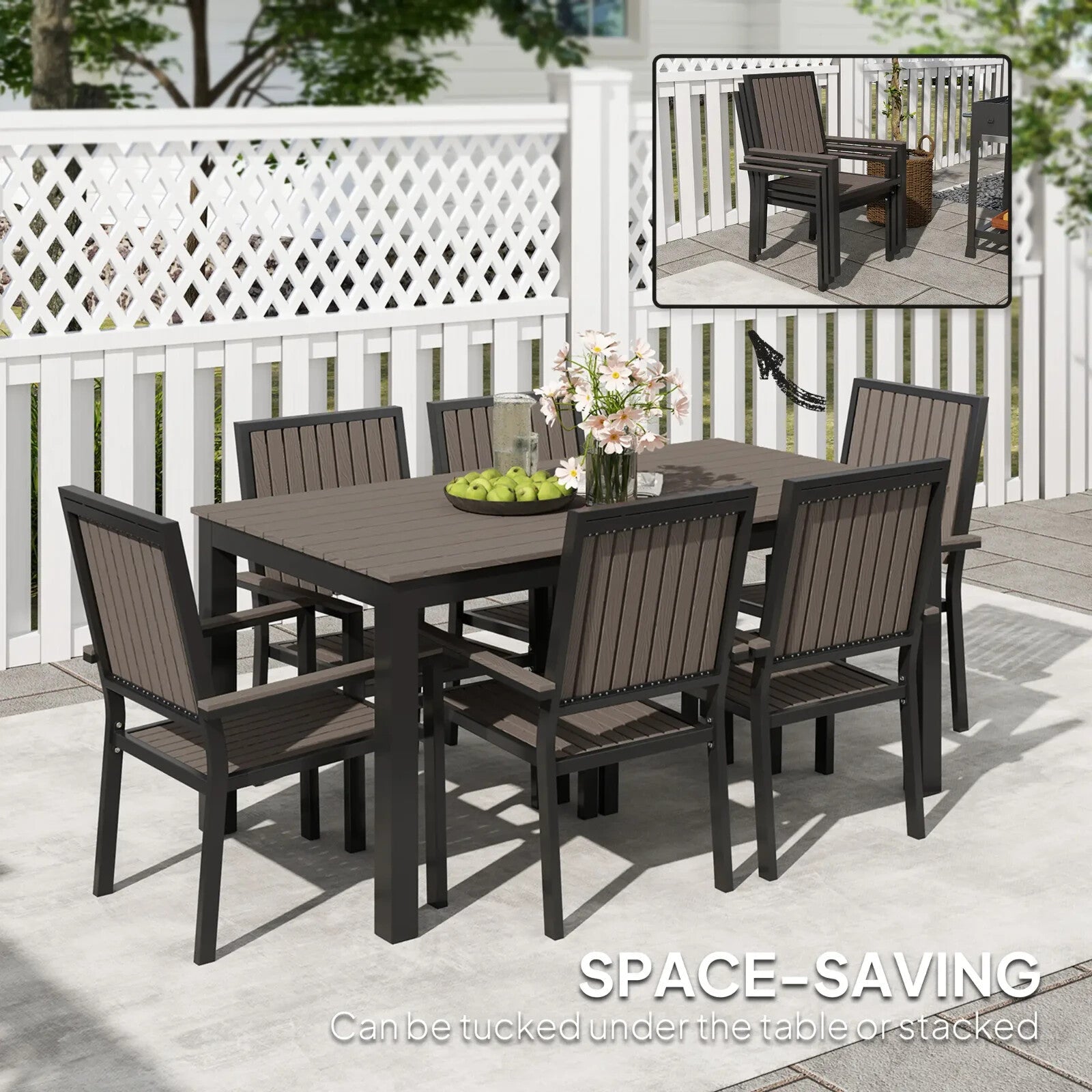 6 Seater Garden Dining Set with Stackable Chairs and Outdoor Rectangular Table - Home and Garden Furniture Shop - rustic - furniture