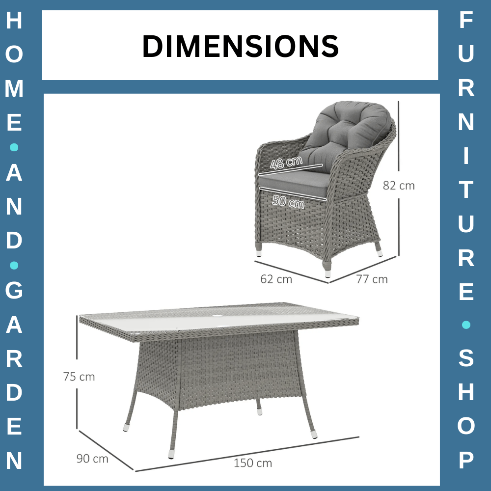 6 Seater Rattan Dining Set Outdoor Garden Furniture with Table and Back Cushions - Home and Garden Furniture Shop - rustic - furniture