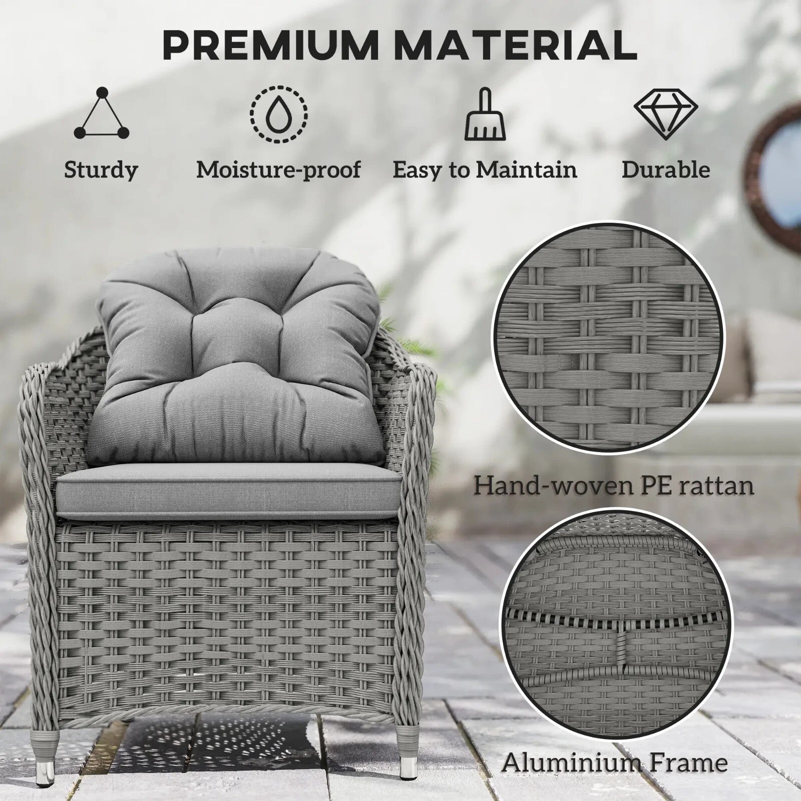 6 Seater Rattan Dining Set Outdoor Garden Furniture with Table and Back Cushions - Home and Garden Furniture Shop - rustic - furniture