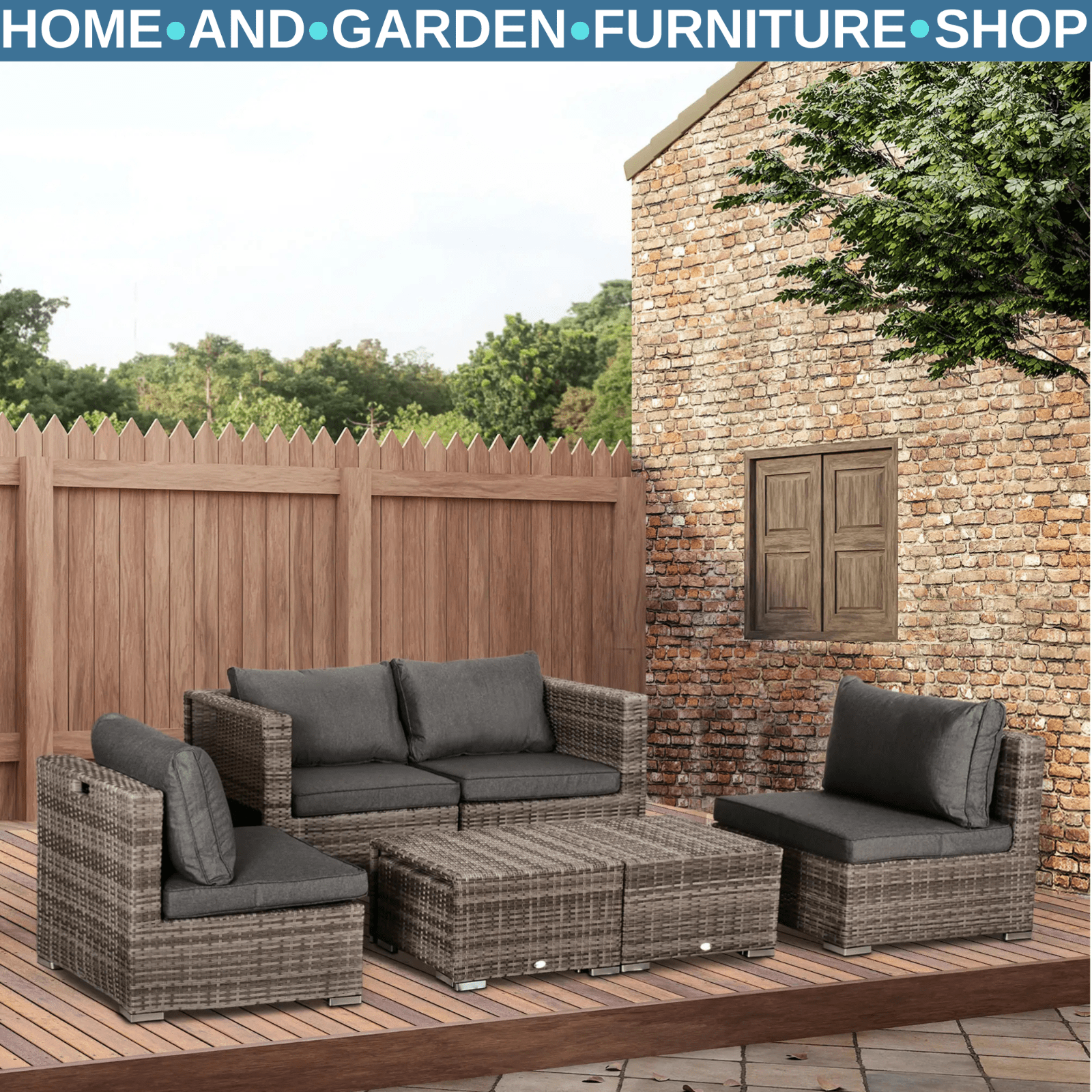 6 Seater Rattan Outdoor Garden Furniture Set with Sofa & Coffee Table for Patio - Home and Garden Furniture Shop - rustic - furniture