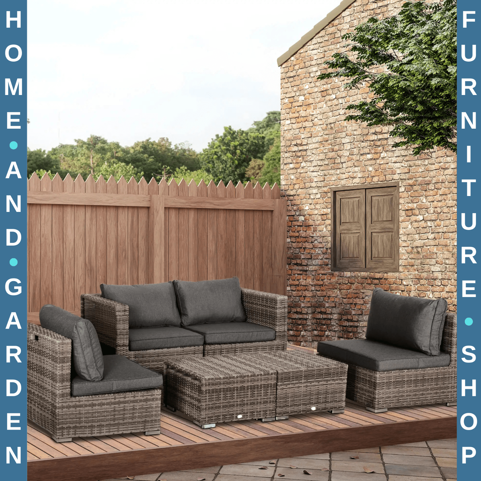 6 Seater Rattan Outdoor Garden Furniture Set with Sofa & Coffee Table for Patio - Home and Garden Furniture Shop - rustic - furniture