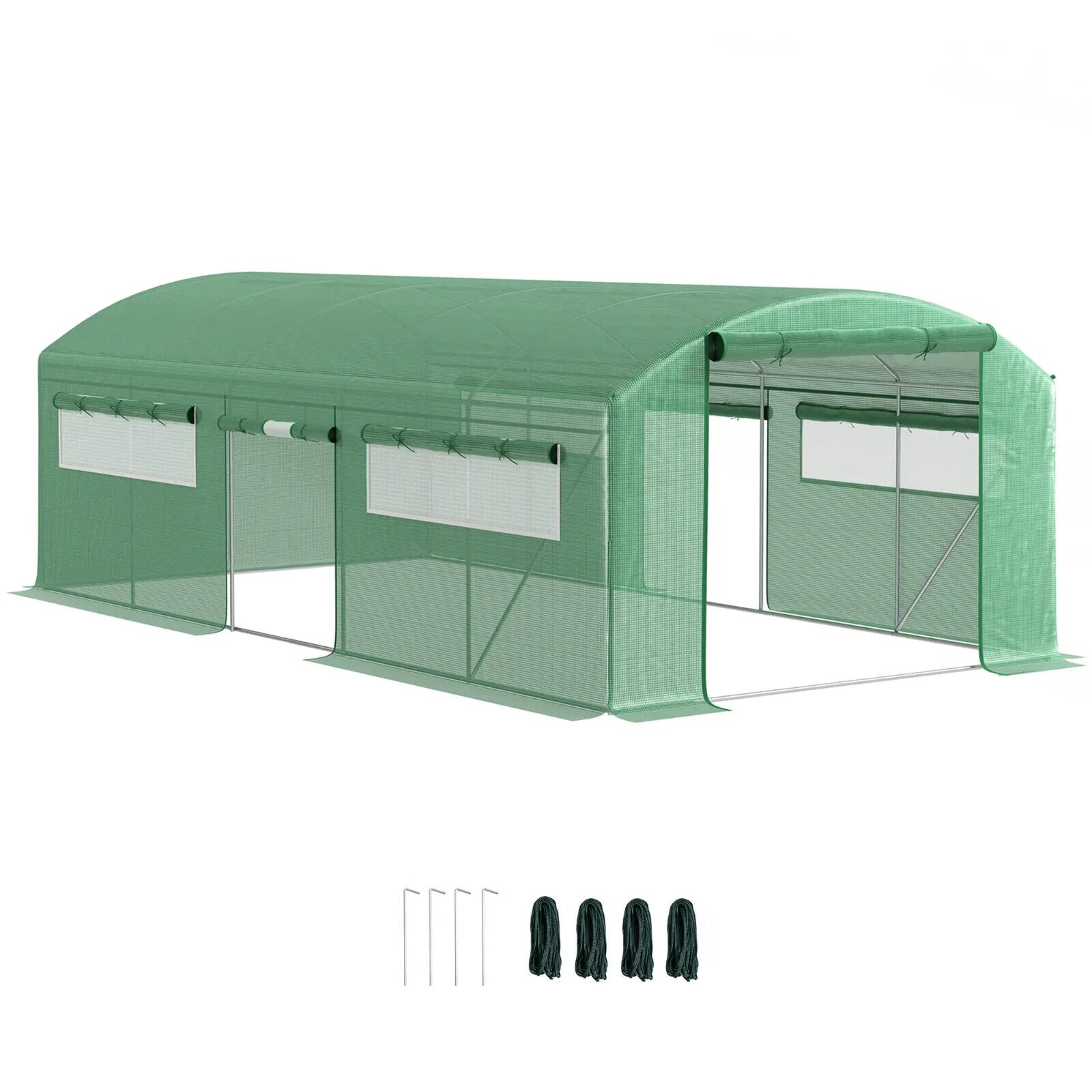 6 x 3 x 2 m Polytunnel Greenhouse with 3 Doors Mesh Window Walk In Garden Tunnel - Home and Garden Furniture Shop - #rustic - furniture#