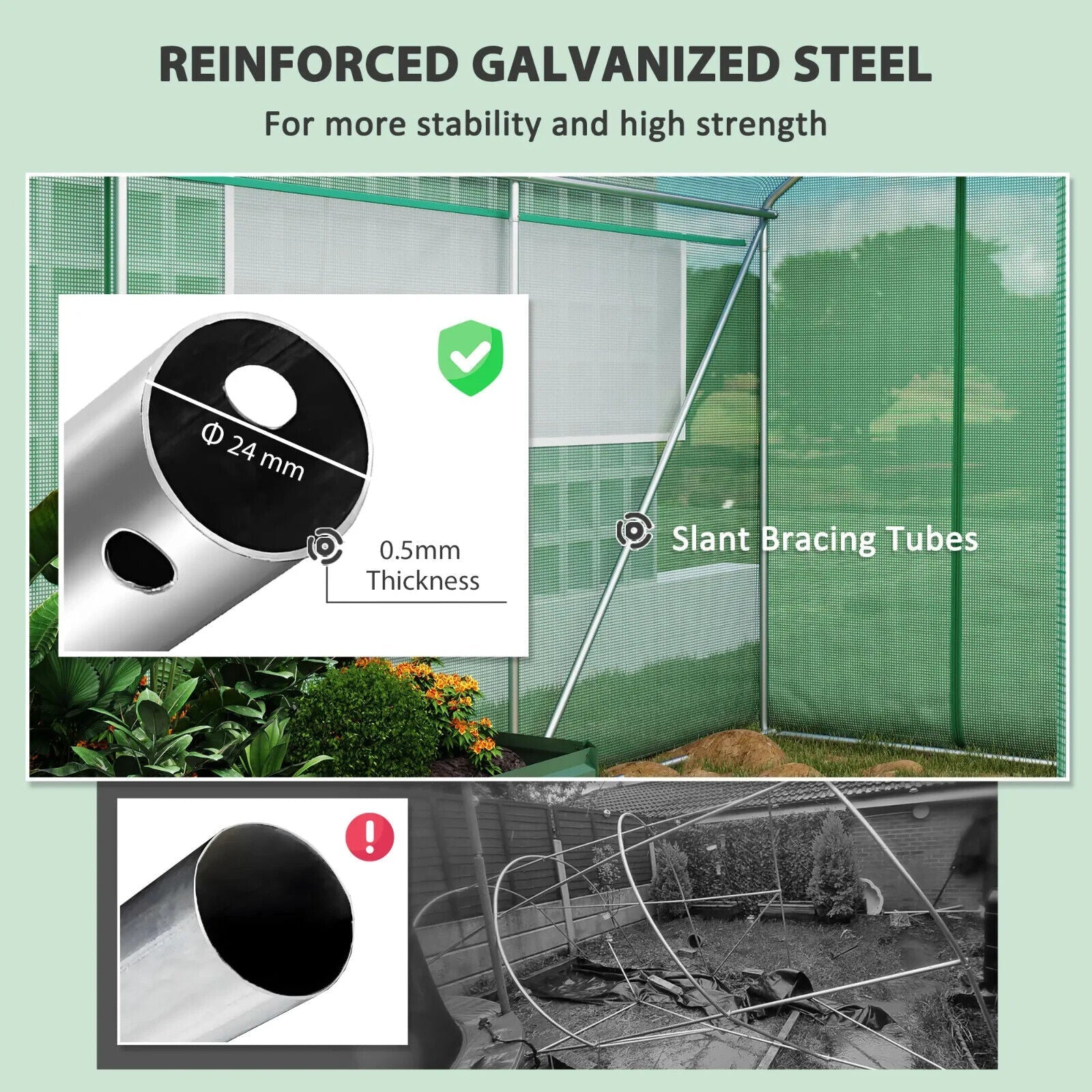 6 x 3 x 2 m Polytunnel Greenhouse with 3 Doors Mesh Window Walk In Garden Tunnel - Home and Garden Furniture Shop - #rustic - furniture#