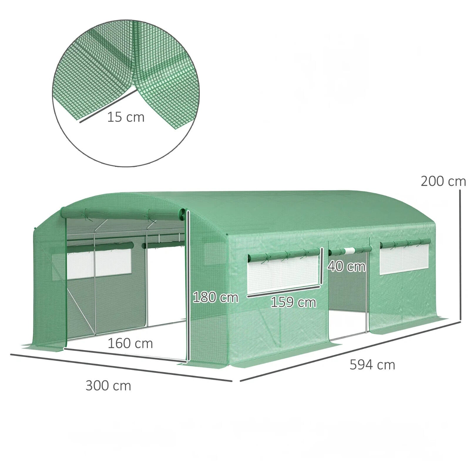 6 x 3 x 2 m Polytunnel Greenhouse with 3 Doors Mesh Window Walk In Garden Tunnel - Home and Garden Furniture Shop - #rustic - furniture#