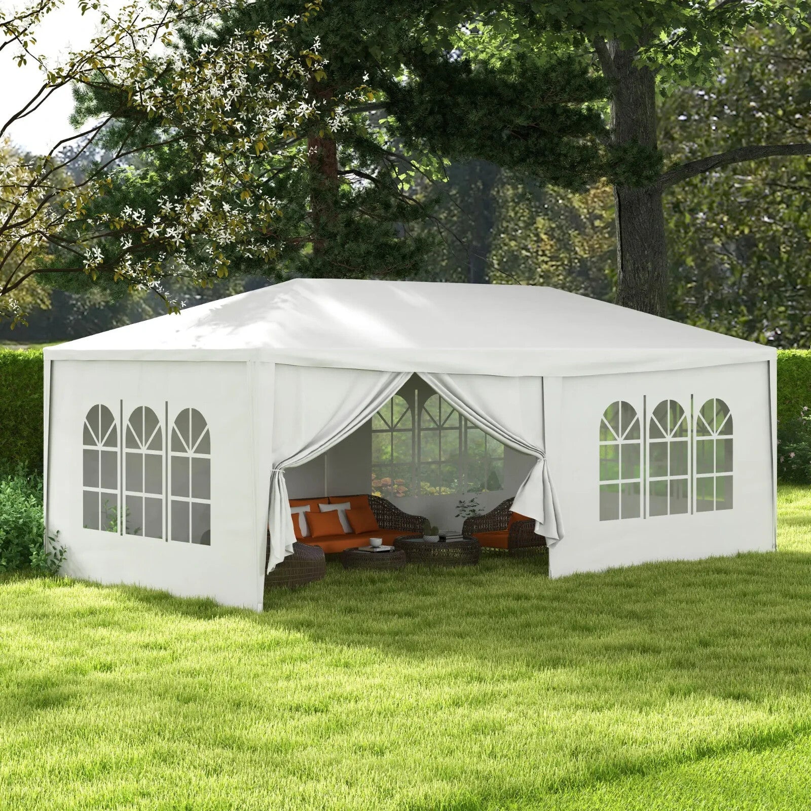 6 x 3m Outdoor Gazebo Marquee with 6 Removable Side Walls Sun Canopy Party Tent - Home and Garden Furniture Shop - rustic - furniture