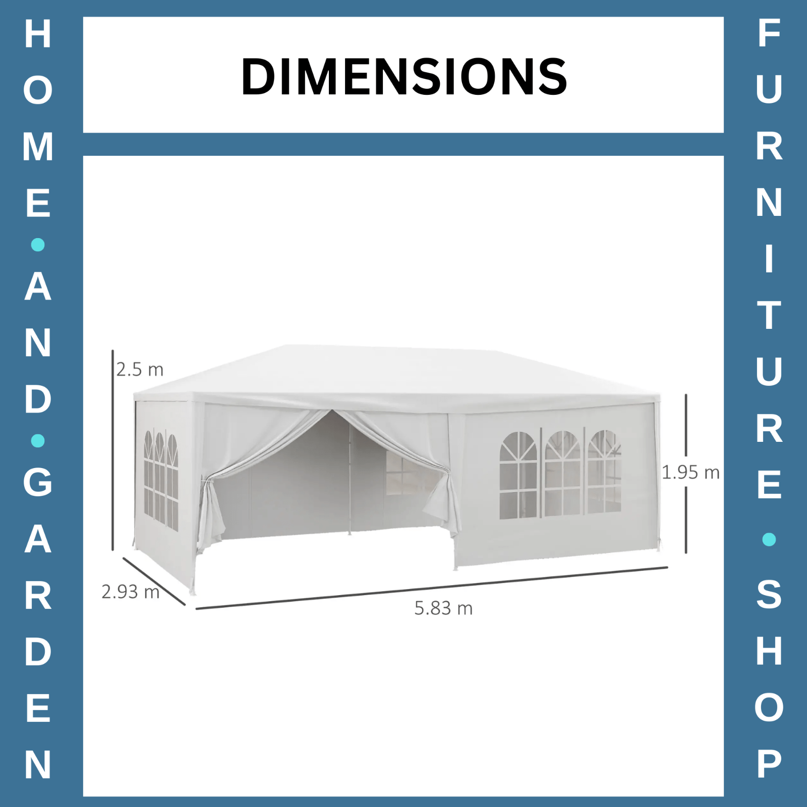 6 x 3m Outdoor Gazebo Marquee with 6 Removable Side Walls Sun Canopy Party Tent - Home and Garden Furniture Shop - rustic - furniture