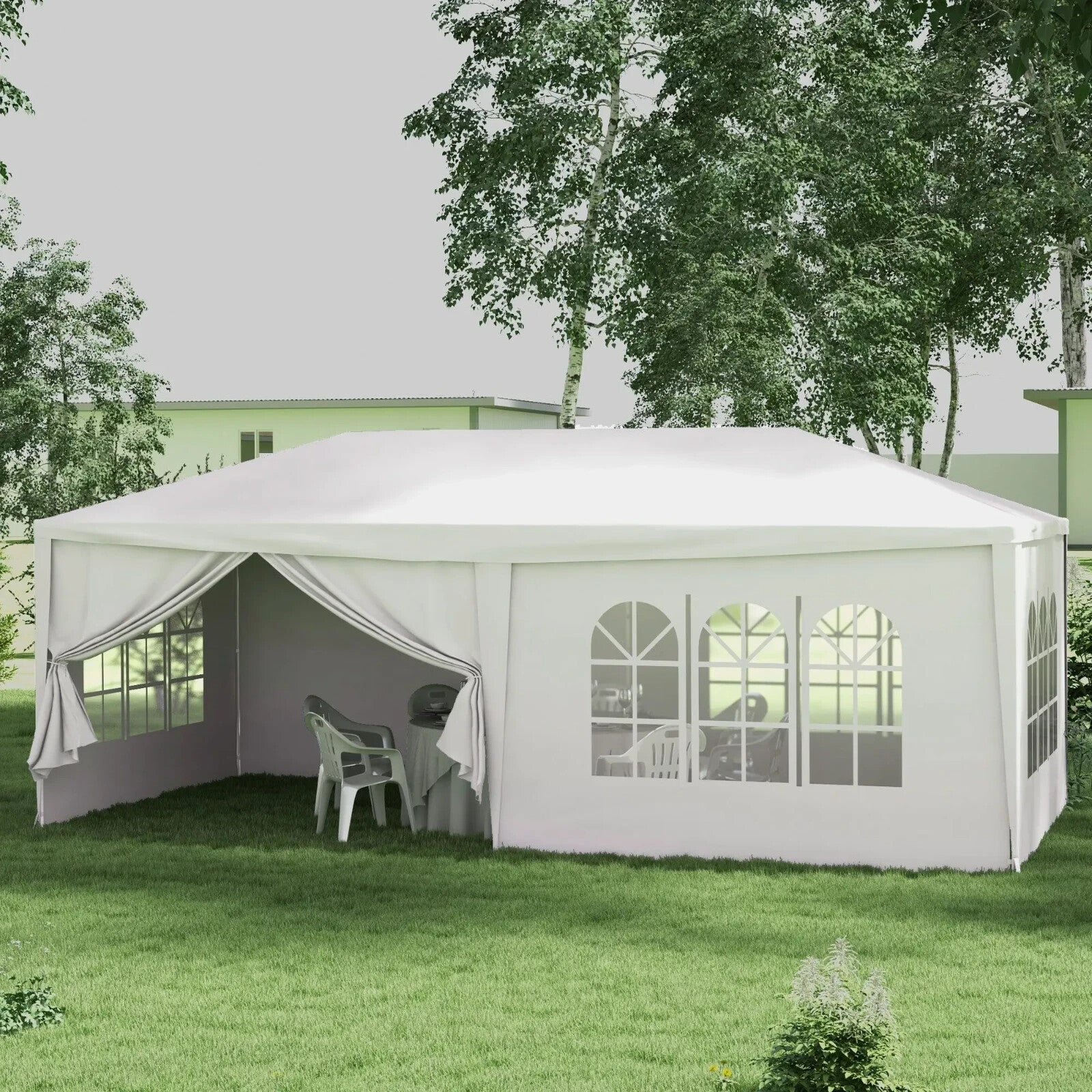 6 x 3m Outdoor Gazebo Marquee with 6 Removable Side Walls Sun Canopy Party Tent - Home and Garden Furniture Shop - rustic - furniture