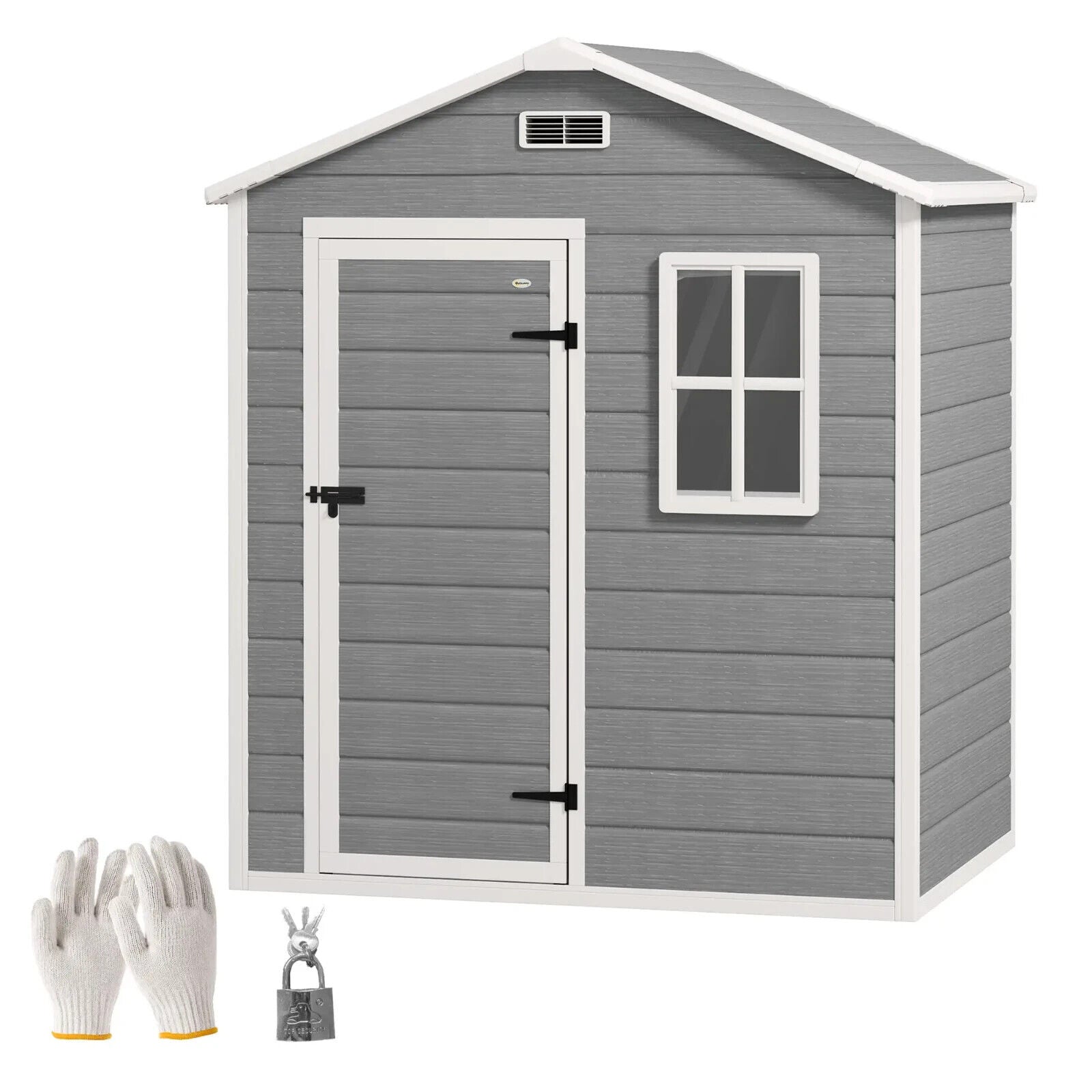 6 x 4ft Lockable Garden Shed & Floor Window Outdoor Patio Tool Storage Shed Grey - Home and Garden Furniture Shop - #rustic - furniture#