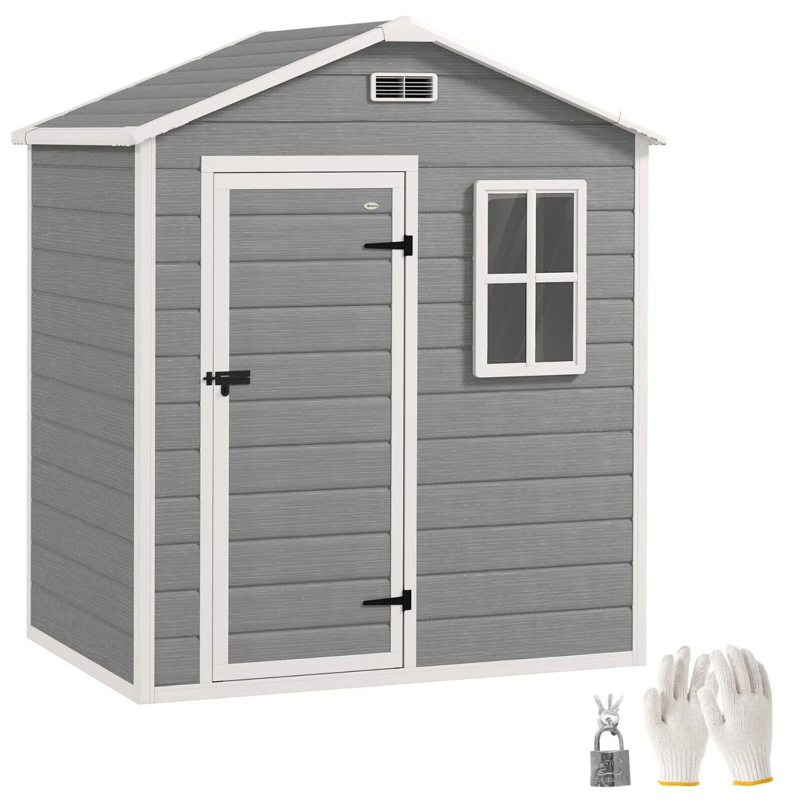 6 x 4ft Lockable Garden Shed & Floor Window Outdoor Patio Tool Storage Shed Grey - Home and Garden Furniture Shop - #rustic - furniture#