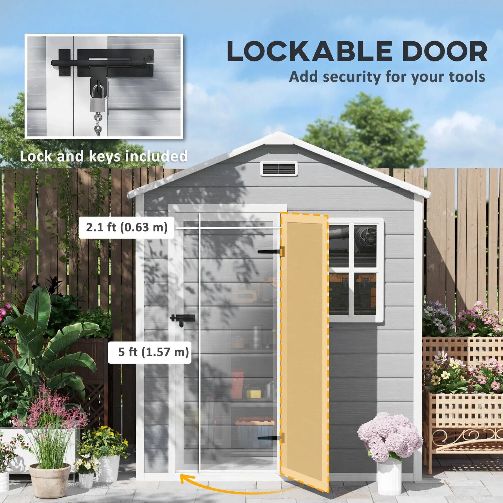 6 x 4ft Lockable Garden Shed & Floor Window Outdoor Patio Tool Storage Shed Grey - Home and Garden Furniture Shop - #rustic - furniture#