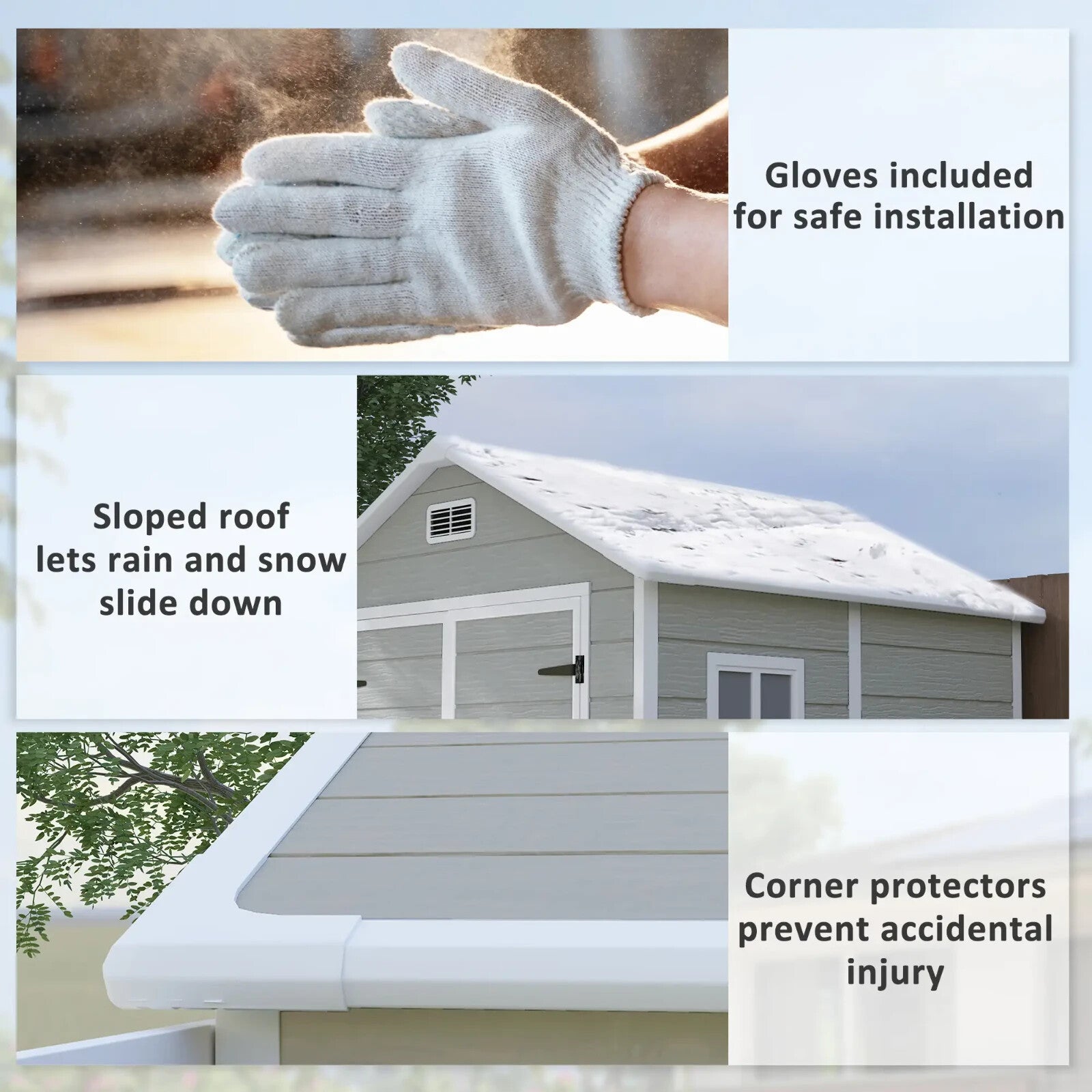 6 x 5ft Plastic Garden Shed with Floor and Window Grey Patio Tool Storage Shed - Home and Garden Furniture Shop - rustic - furniture