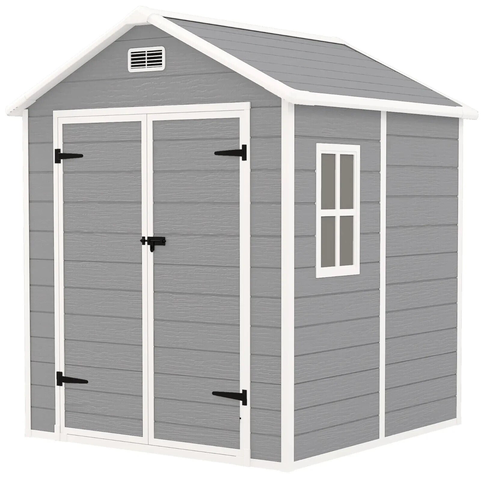 6 x 5ft Plastic Garden Shed with Floor and Window Grey Patio Tool Storage Shed - Home and Garden Furniture Shop - #rustic - furniture#