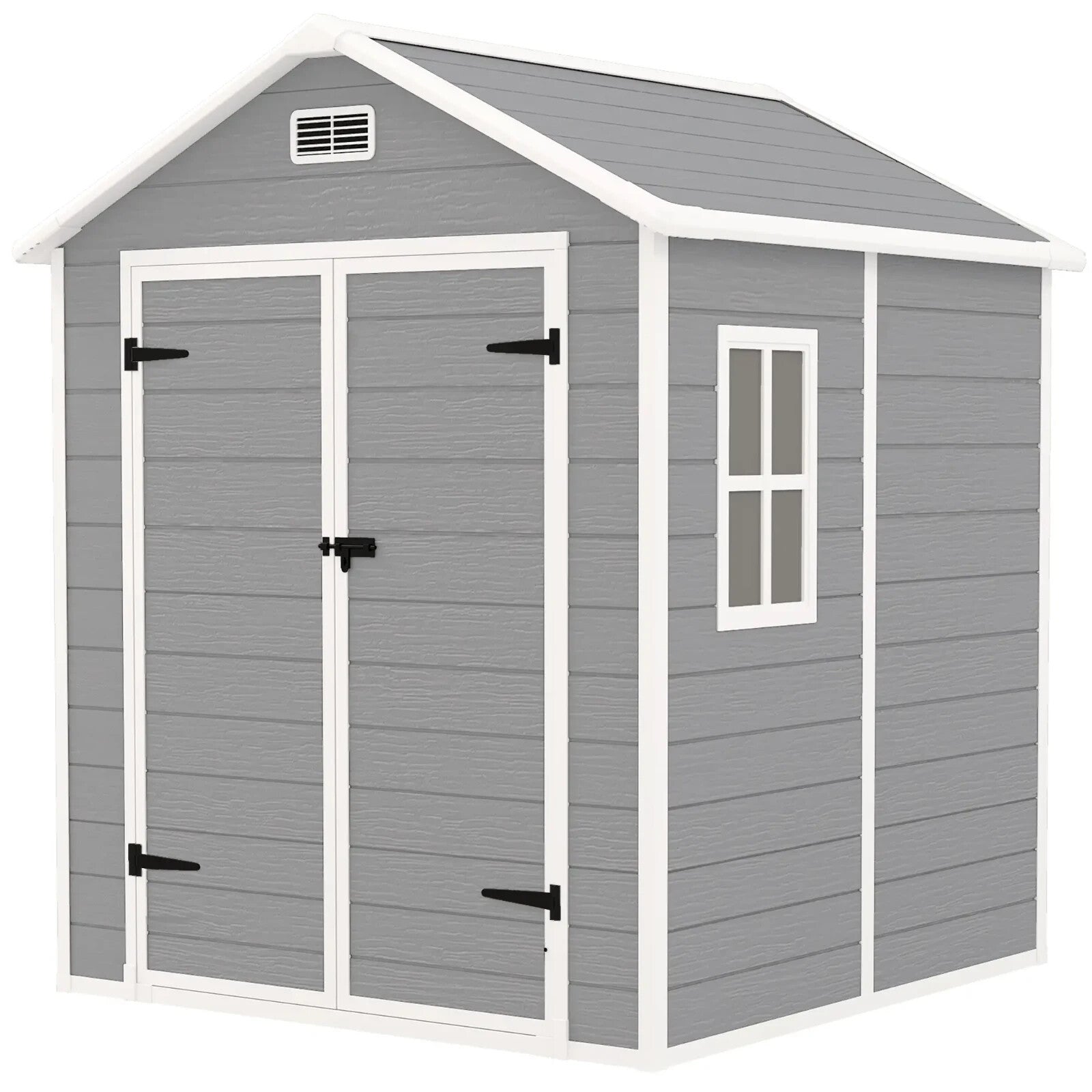 6 x 5ft Plastic Garden Shed with Floor and Window Grey Patio Tool Storage Shed - Home and Garden Furniture Shop - rustic - furniture