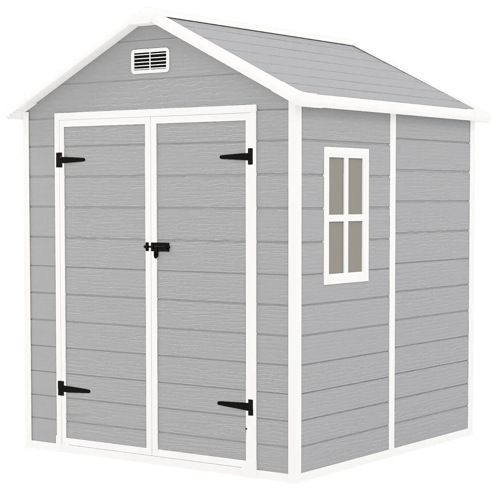 6 x 5ft Plastic Garden Shed with Floor Window Lockable Doors Vents Resin Storage - Home and Garden Furniture Shop - #rustic - furniture#