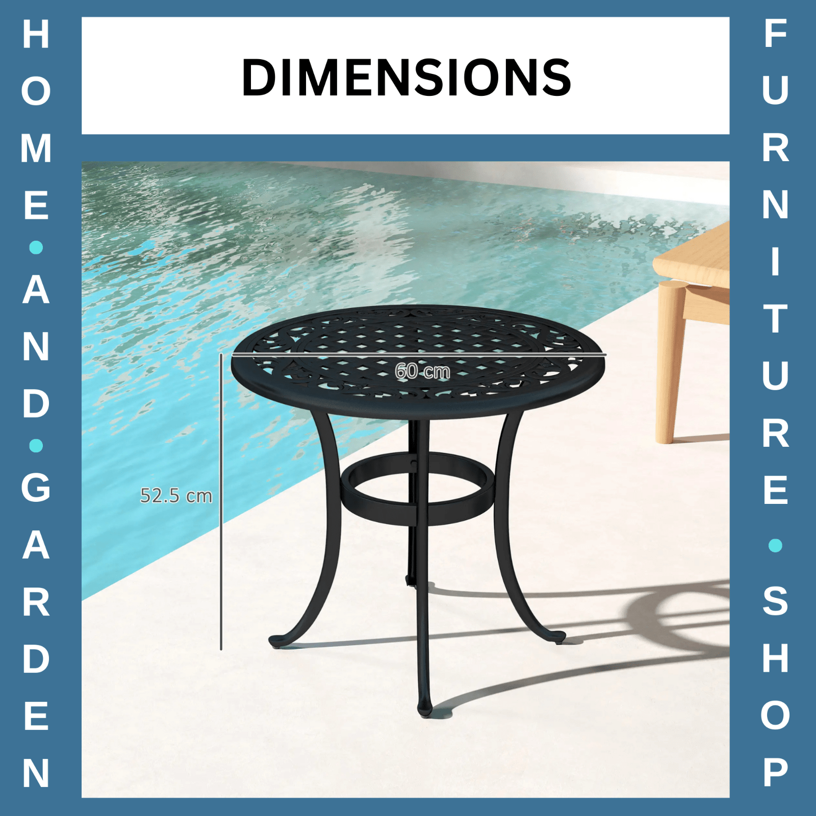 60 cm Round Garden Table Cast Aluminium Outdoor Side Table for Patio, Garden Use - Home and Garden Furniture Shop - rustic - furniture