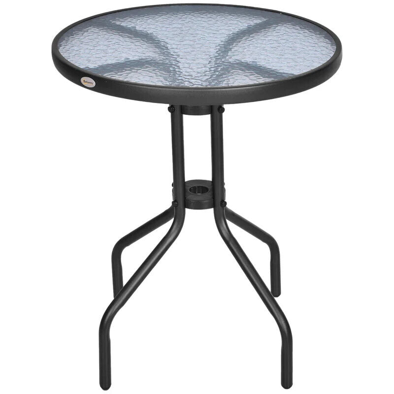 60cm Round Glass Garden Table Tempered Outdoor Side Table Small Patio Furniture - Home and Garden Furniture Shop - #rustic - furniture#