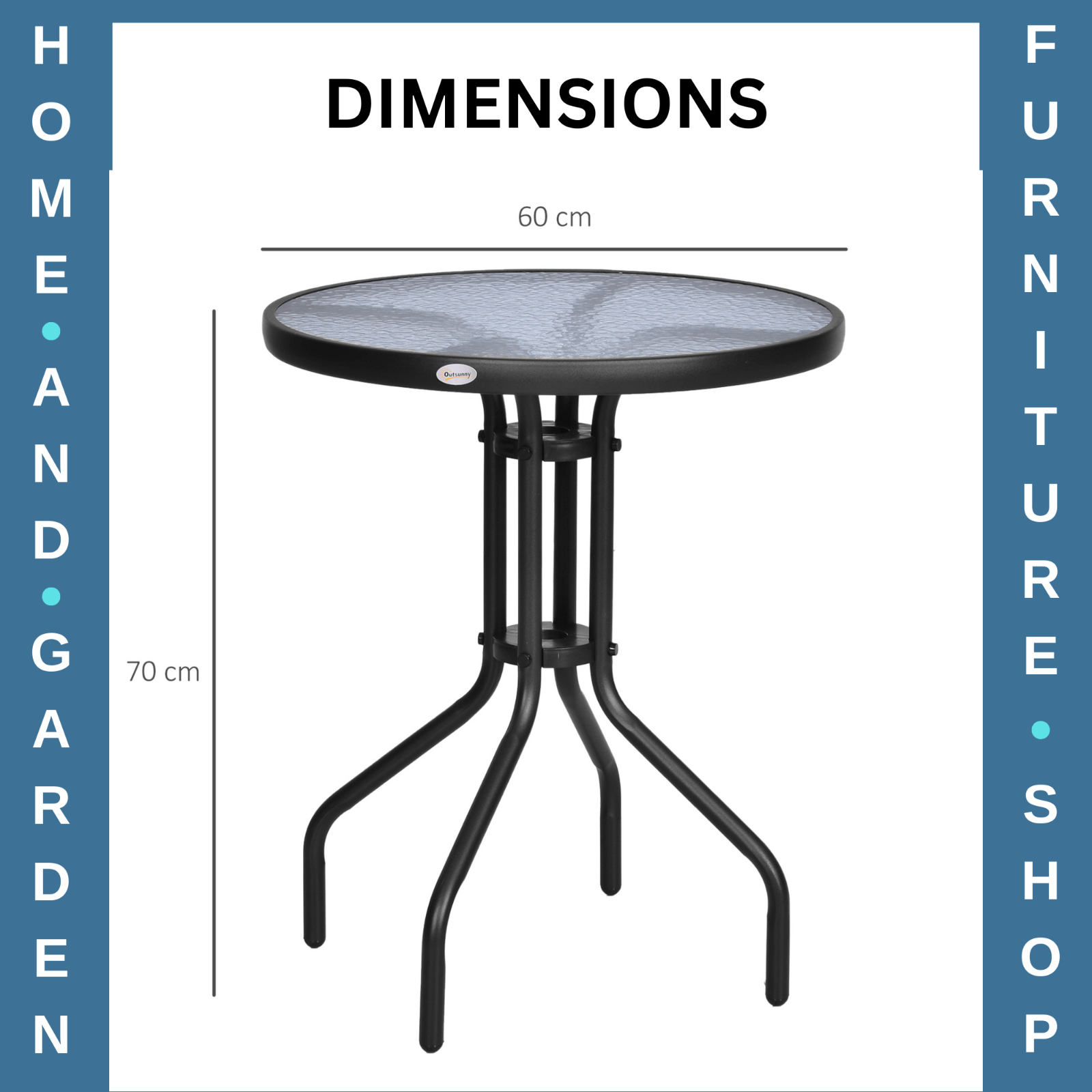 60cm Round Glass Garden Table Tempered Outdoor Side Table Small Patio Furniture - Home and Garden Furniture Shop - #rustic - furniture#
