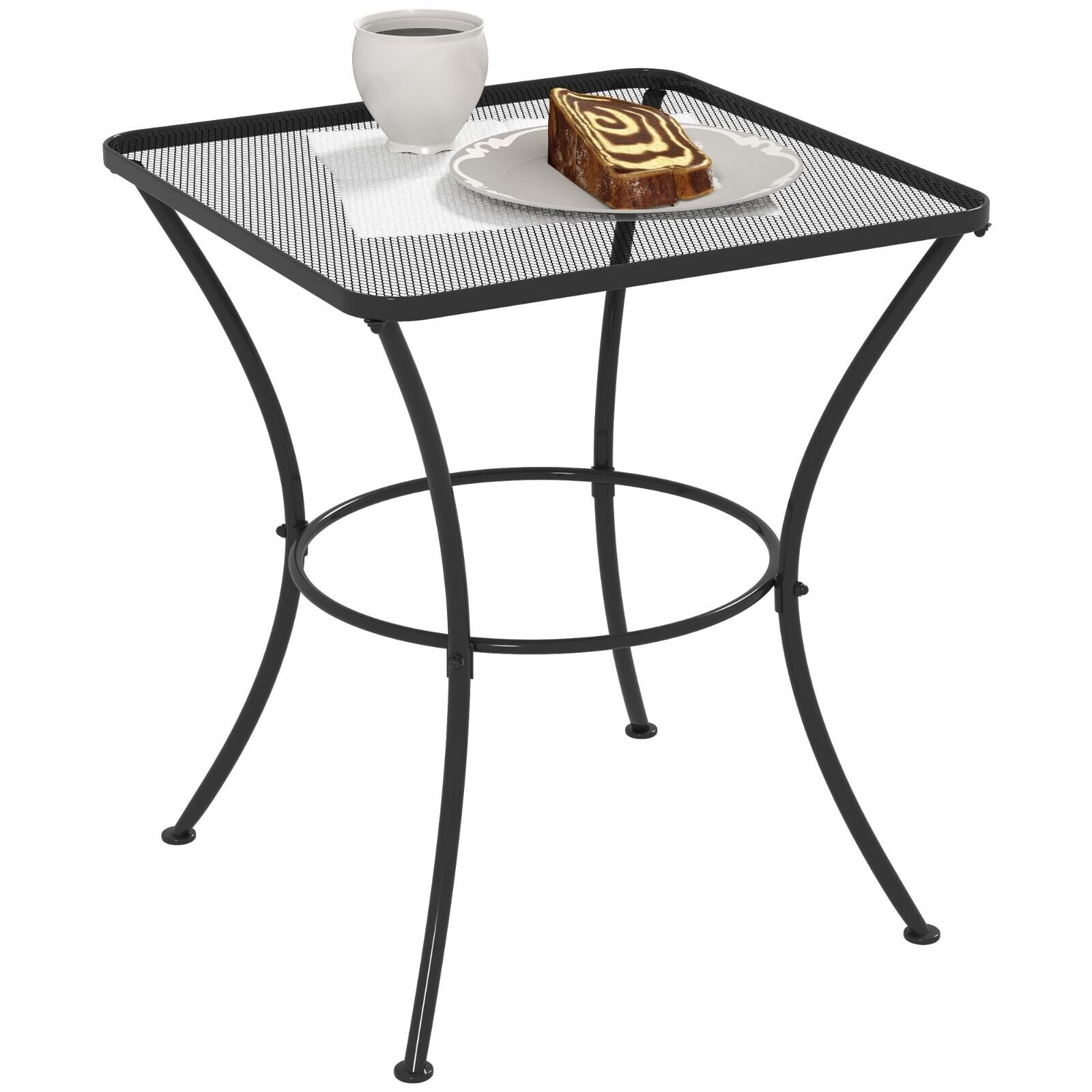 60cm Square Metal Garden Table Outdoor Bistro Side Table with Mesh Top Black - Home and Garden Furniture Shop - #rustic - furniture#