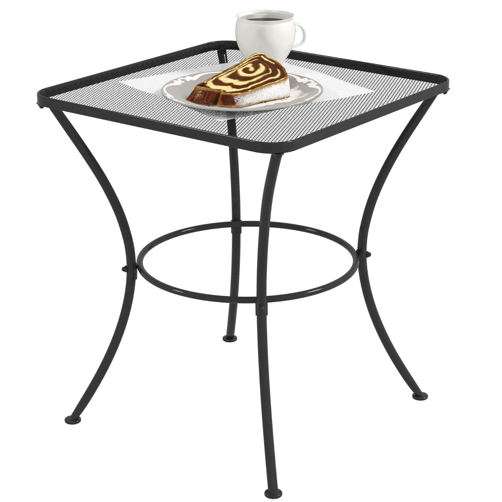60cm Square Metal Garden Table Outdoor Bistro Side Table with Mesh Top Black - Home and Garden Furniture Shop - #rustic - furniture#