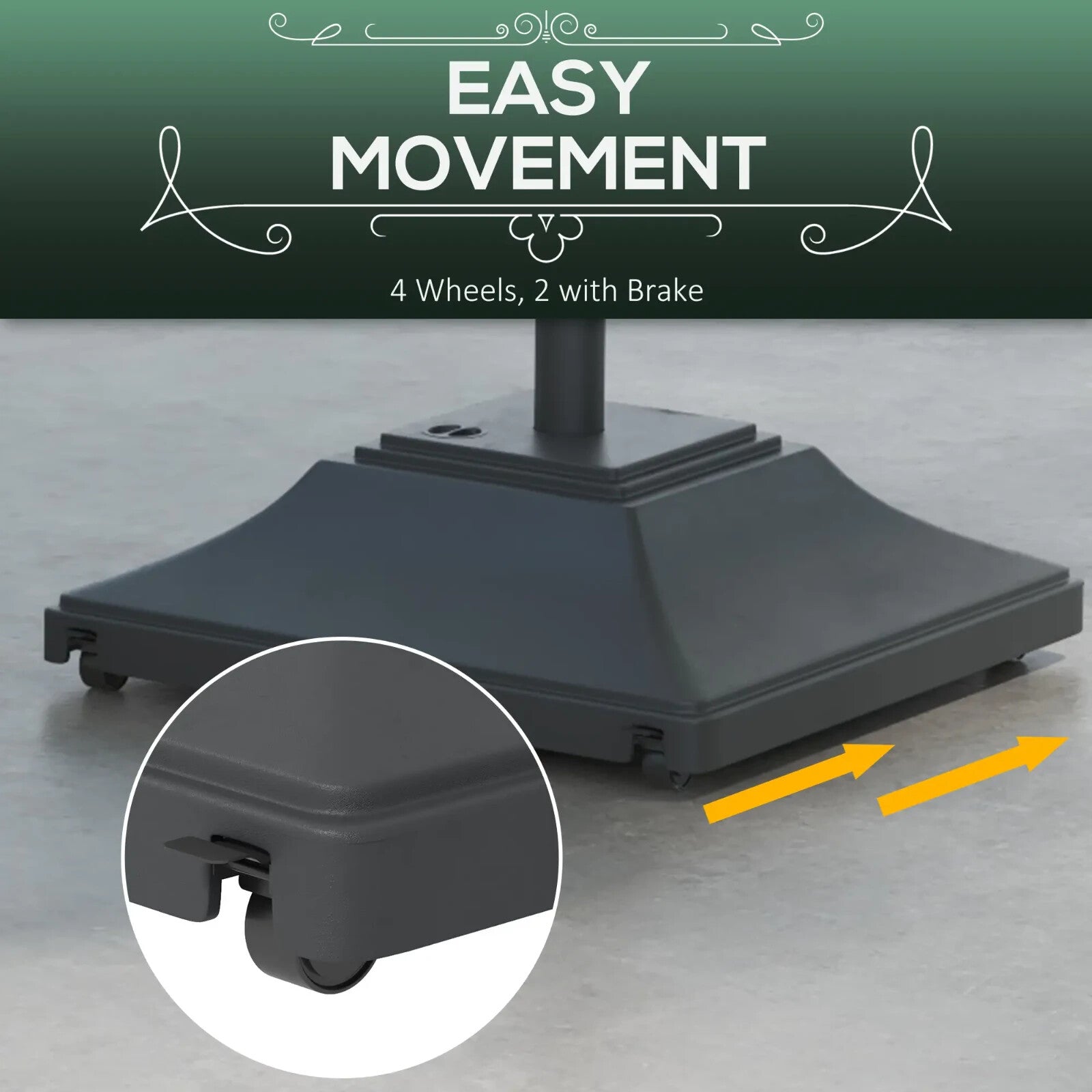 60kg Parasol Base w/ Wheel Heavy Duty Fillable Umbrella Stand for 38mm 48mm Pole - Home and Garden Furniture Shop - rustic - furniture