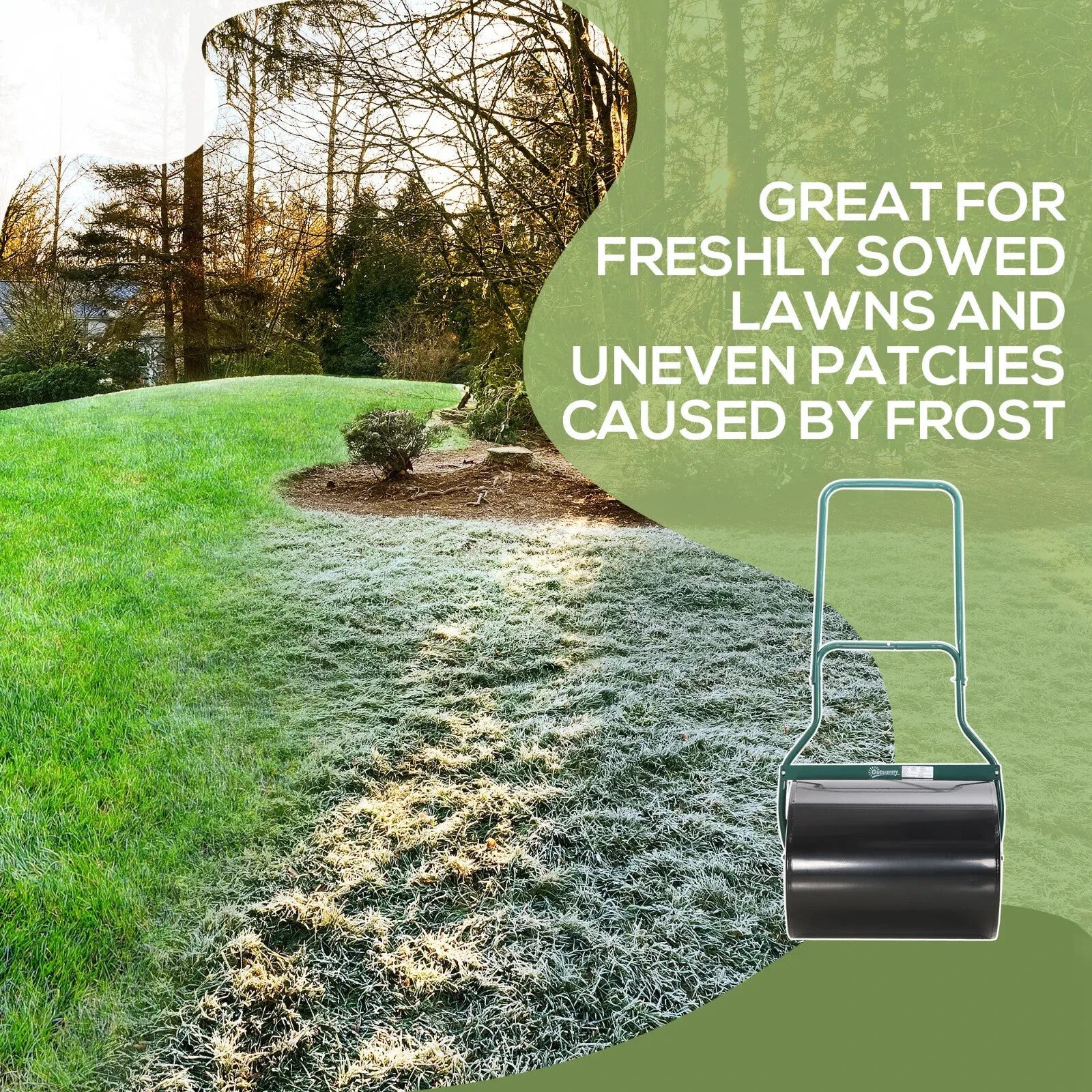 60L Garden Lawn Roller Heavy Duty Steel Fillable Cylinder Push Roller Black - Home and Garden Furniture Shop - rustic - furniture