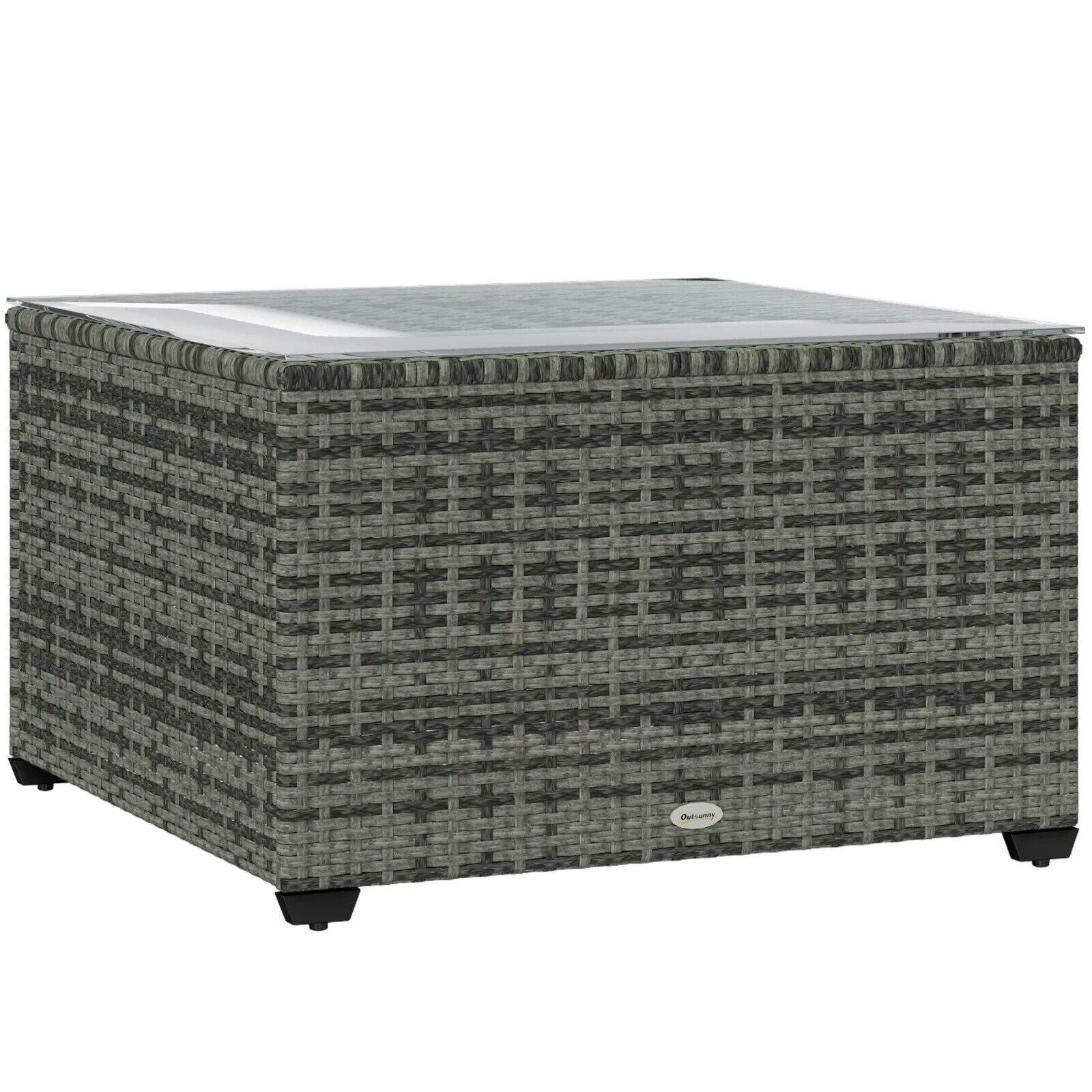 62 x 62cm Rattan Garden Side Table w/ Glass Top Patio Coffee Table for Home Use - Home and Garden Furniture Shop - #rustic - furniture#