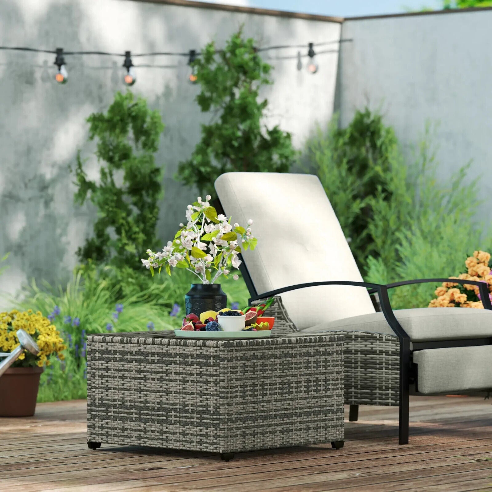 62 x 62cm Rattan Garden Side Table w/ Glass Top Patio Coffee Table for Home Use - Home and Garden Furniture Shop - #rustic - furniture#
