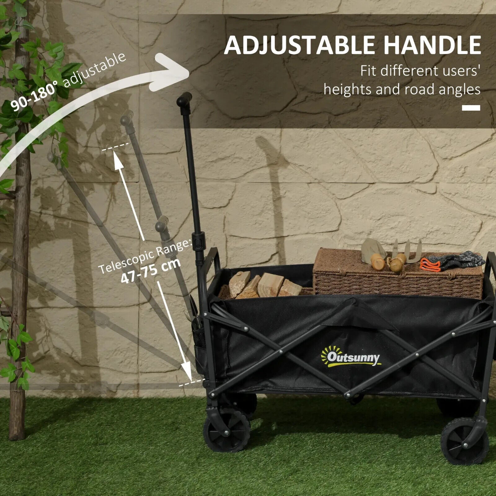 62L Festival Trolley 120kg Heavy Duty Folding Trolley Cart with Handle 4 Wheels - Home and Garden Furniture Shop - #rustic - furniture#