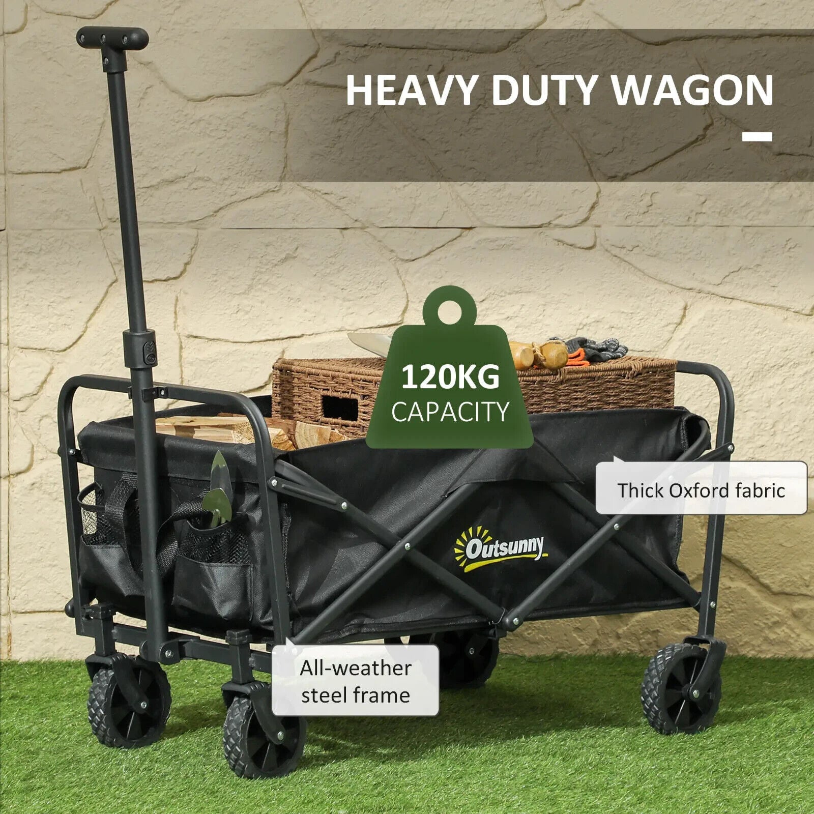 62L Festival Trolley 120kg Heavy Duty Folding Trolley Cart with Handle 4 Wheels - Home and Garden Furniture Shop - #rustic - furniture#