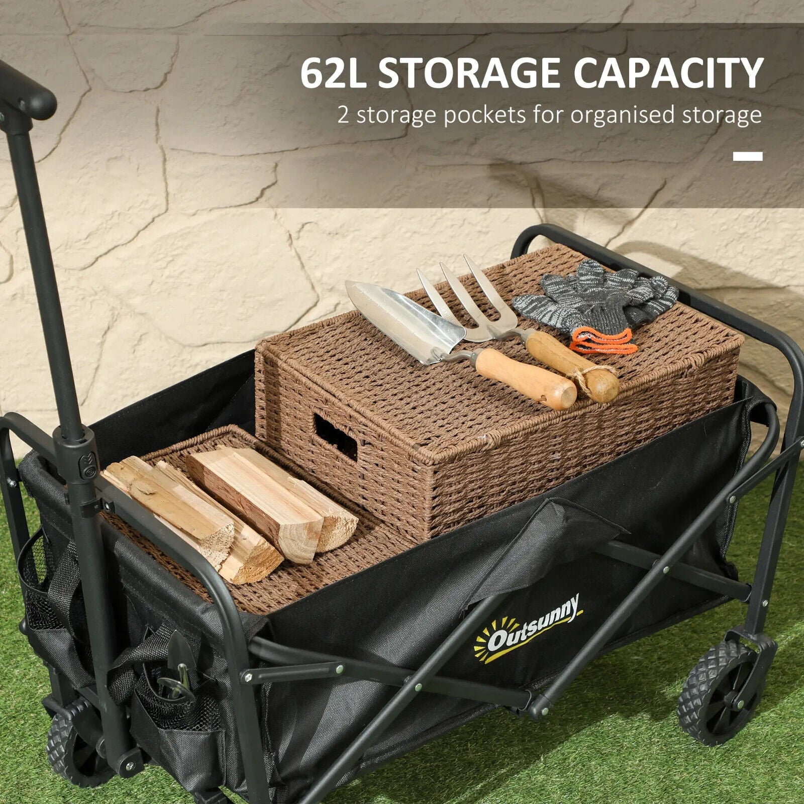 62L Festival Trolley 120kg Heavy Duty Folding Trolley Cart with Handle 4 Wheels - Home and Garden Furniture Shop - #rustic - furniture#