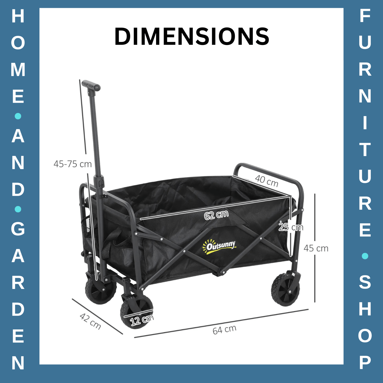 62L Festival Trolley 120kg Heavy Duty Folding Trolley Cart with Handle 4 Wheels - Home and Garden Furniture Shop - #rustic - furniture#