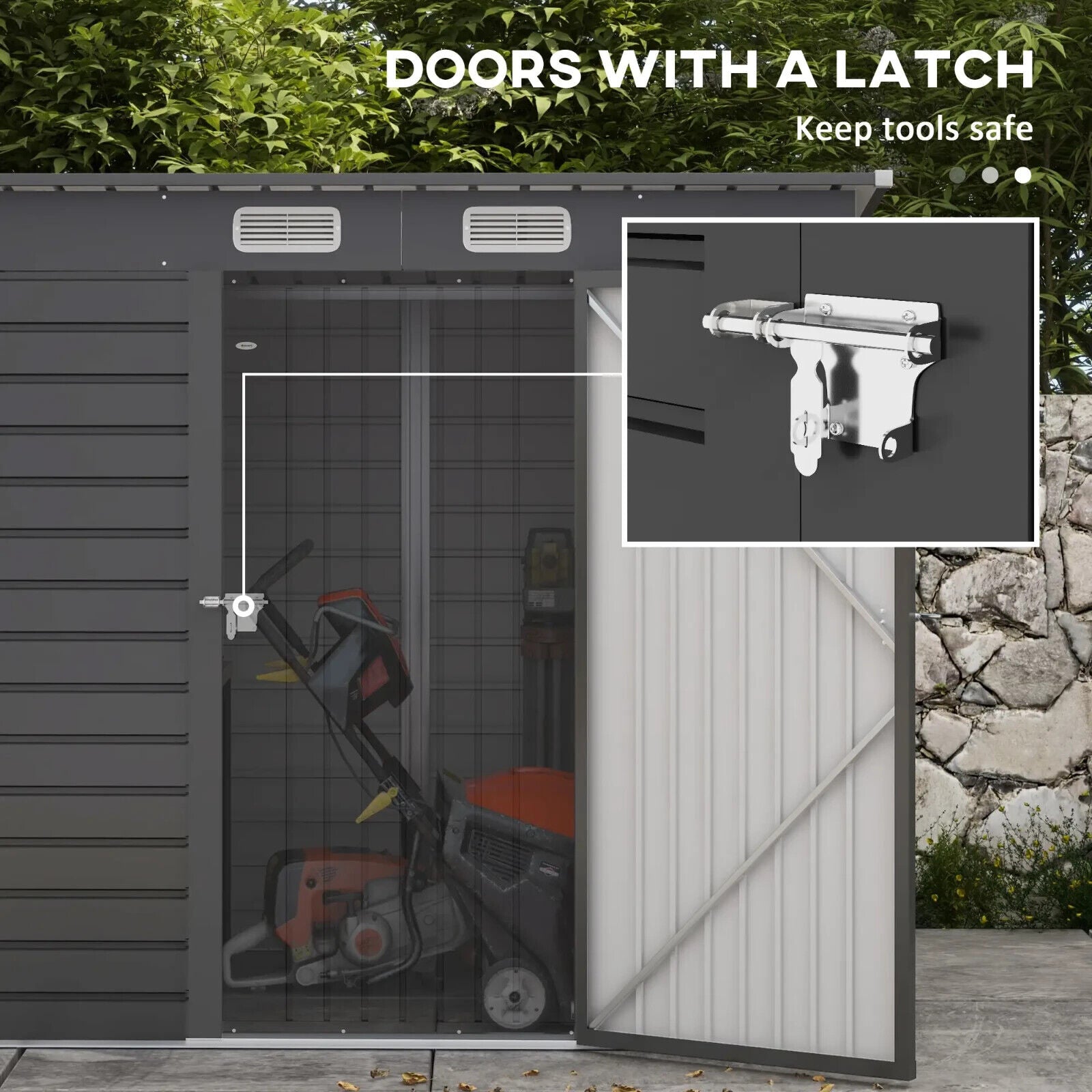 6.3 x 4.3FT Galvanised Metal Garden Shed with Lockable Door Grey Outdoor Storage - Home and Garden Furniture Shop - #rustic - furniture#