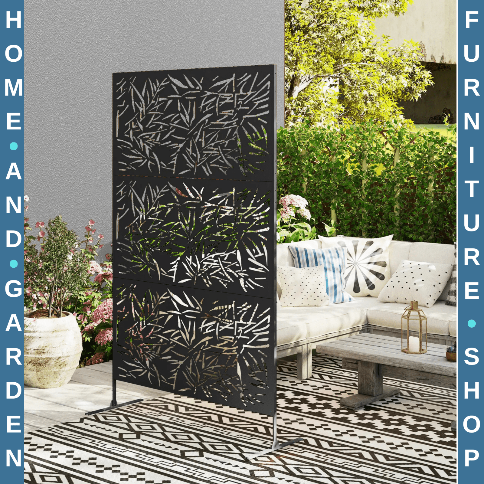 6.5ft Decorative Garden Privacy Screen Metal Freestanding Outdoor Divider Panel - Home and Garden Furniture Shop - rustic - furniture