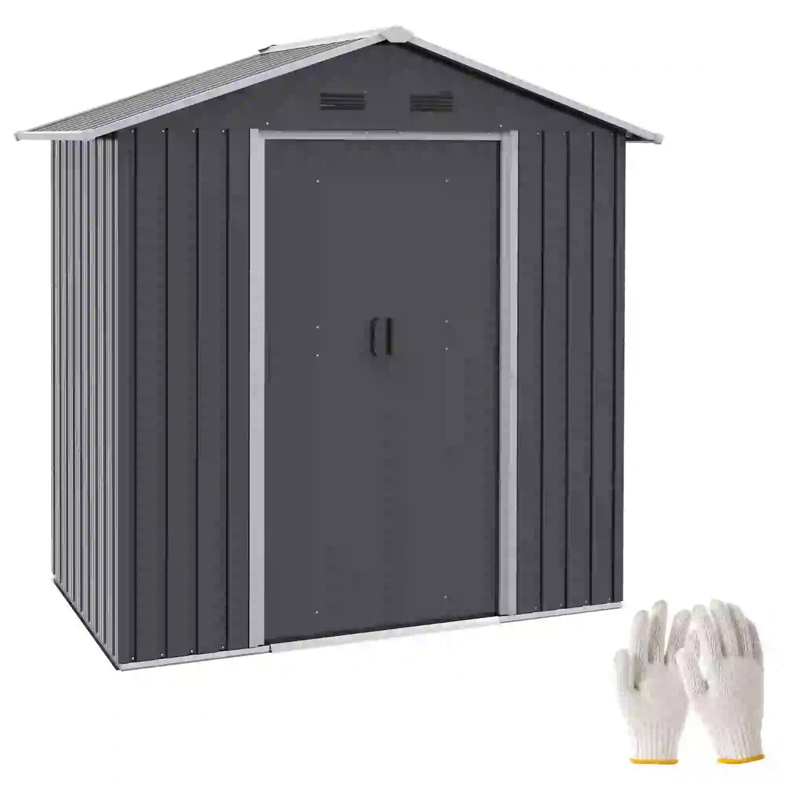 6.5x3.5ft Metal Garden Storage Shed Outdoor Tool Shed with Sliding Doors & Vents - Home and Garden Furniture Shop - #rustic - furniture#