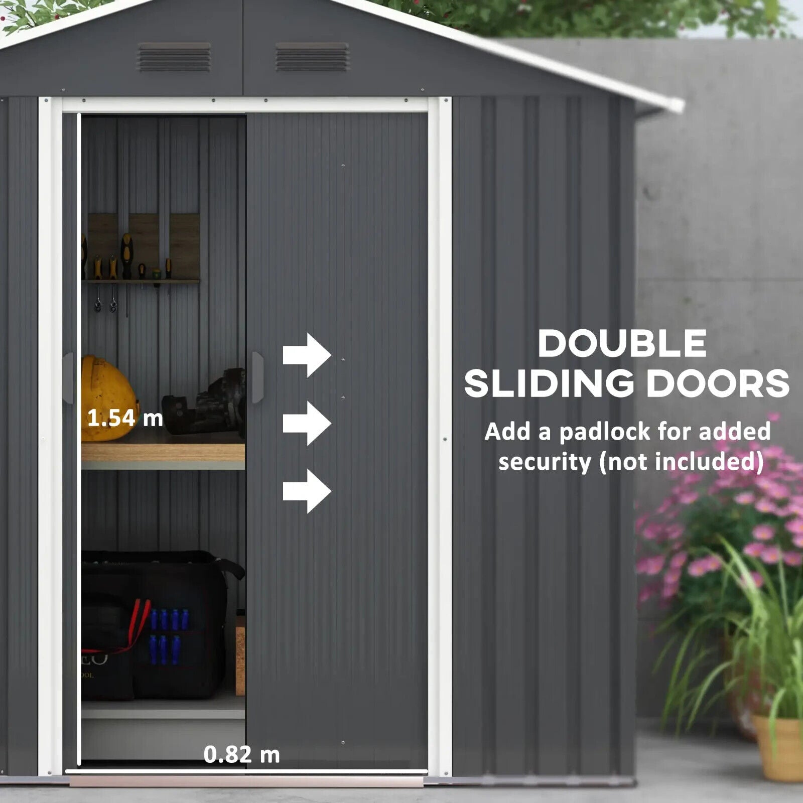 6.5x3.5ft Metal Garden Storage Shed Outdoor Tool Shed with Sliding Doors & Vents - Home and Garden Furniture Shop - #rustic - furniture#