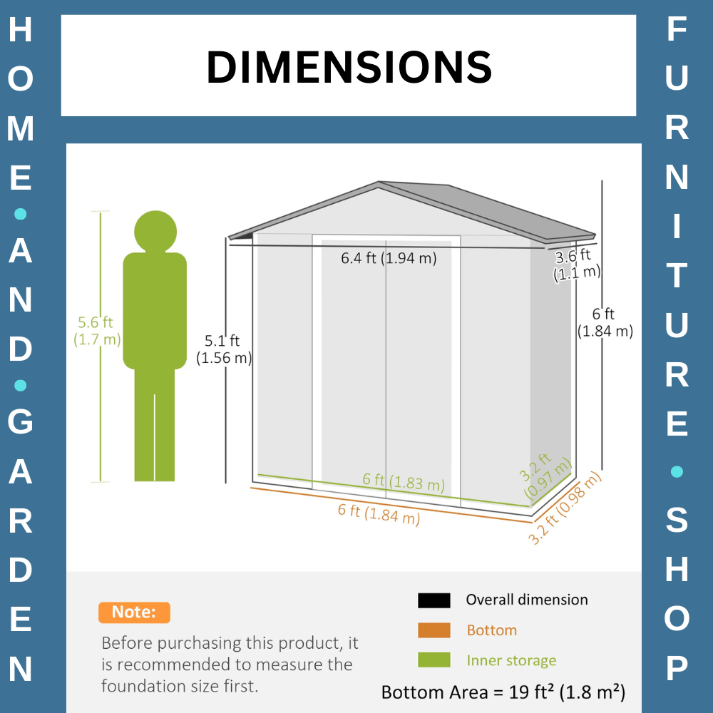 6.5x3.5ft Metal Garden Storage Shed Outdoor Tool Shed with Sliding Doors & Vents - Home and Garden Furniture Shop - rustic - furniture