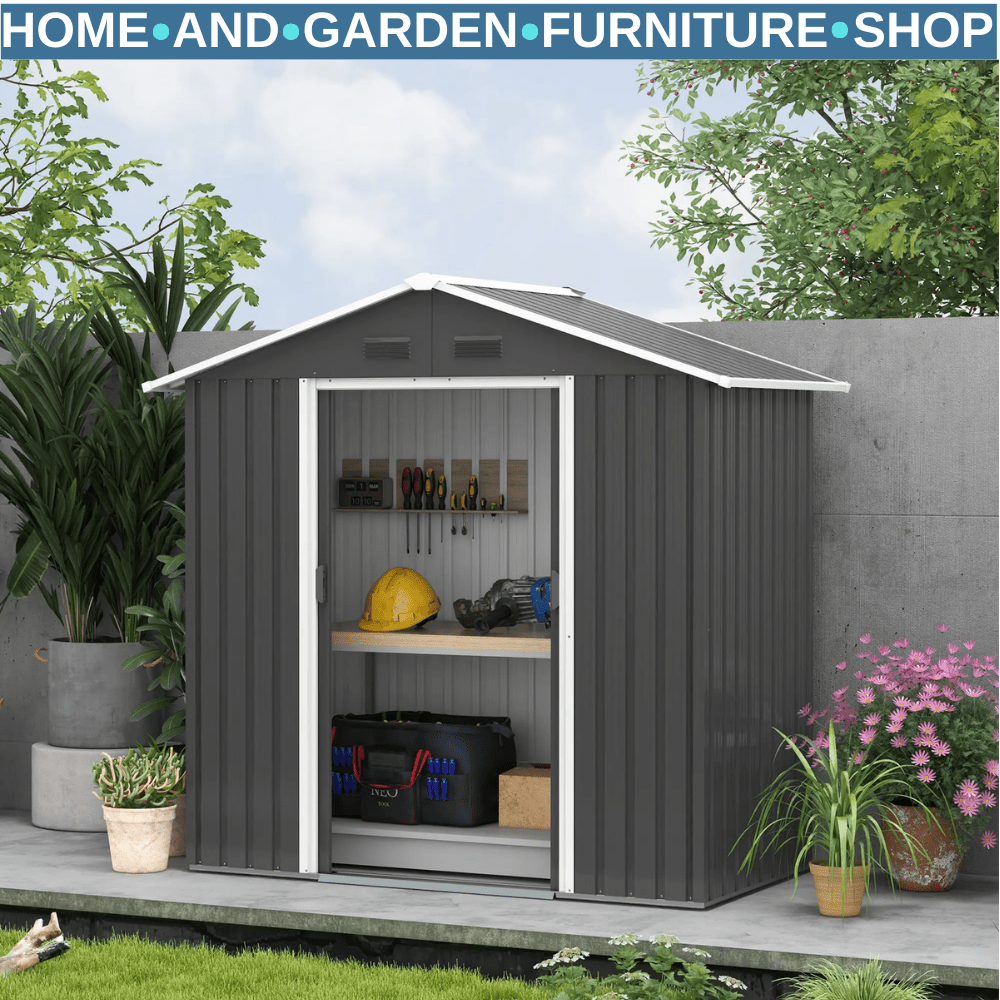 6.5x3.5ft Metal Garden Storage Shed Outdoor Tool Shed with Sliding Doors & Vents - Home and Garden Furniture Shop - rustic - furniture