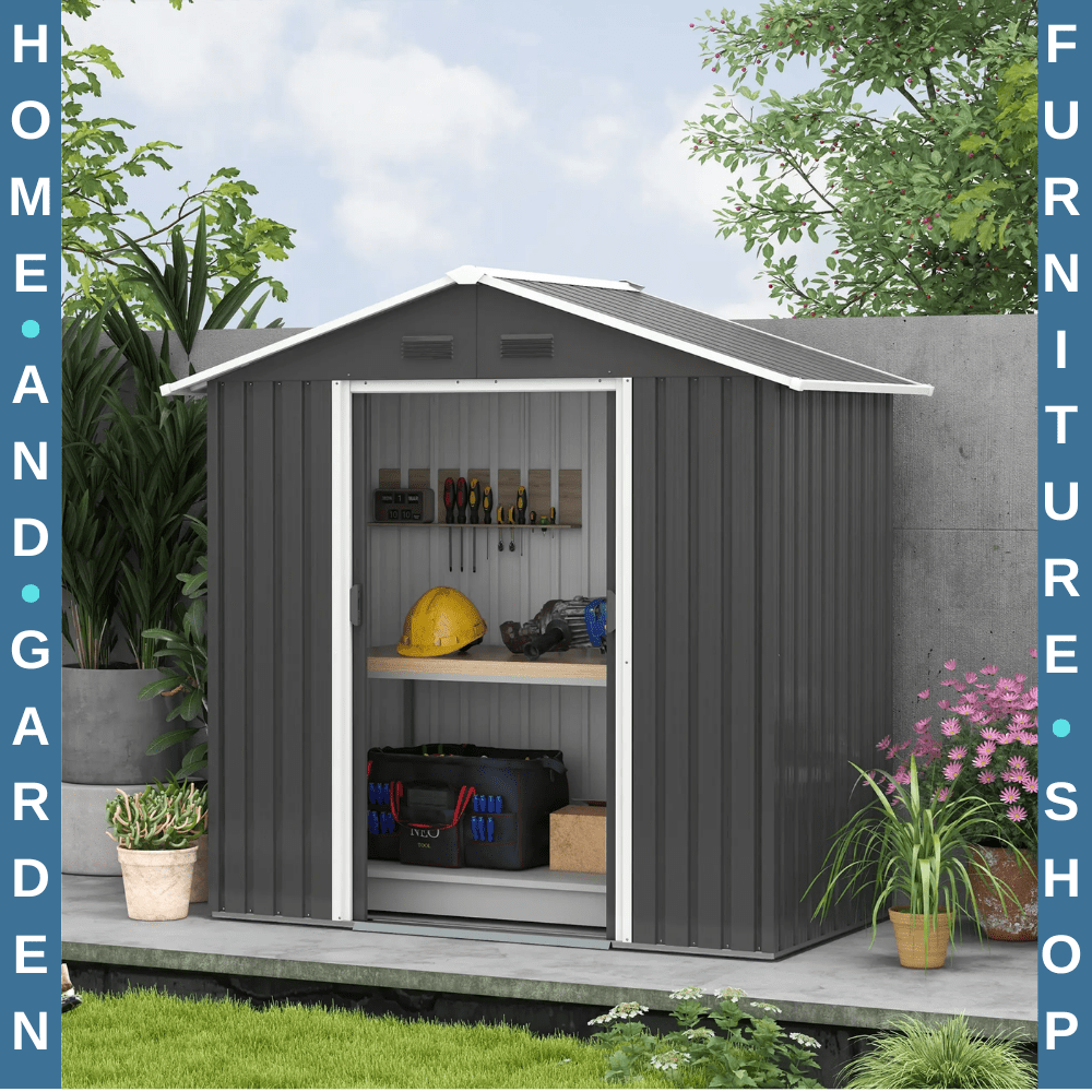 6.5x3.5ft Metal Garden Storage Shed Outdoor Tool Shed with Sliding Doors & Vents - Home and Garden Furniture Shop - rustic - furniture