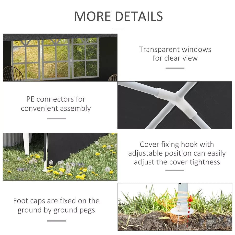 6m x 3m Garden Gazebo Marquee Canopy Party Tent Patio Shelter Dark Grey Cover - Home and Garden Furniture Shop - rustic - furniture