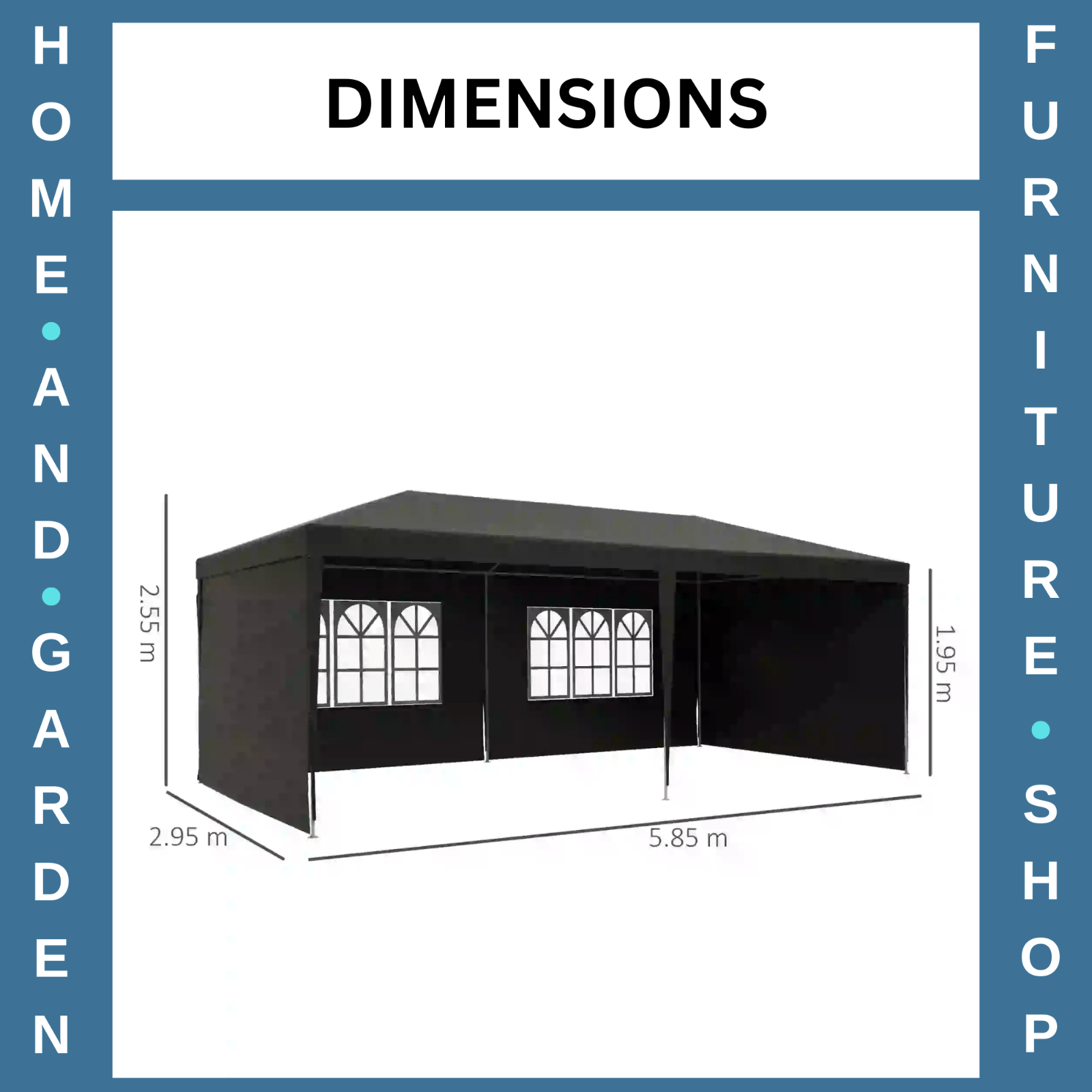 6m x 3m Garden Gazebo Marquee Canopy Party Tent Patio Shelter Dark Grey Cover - Home and Garden Furniture Shop - rustic - furniture