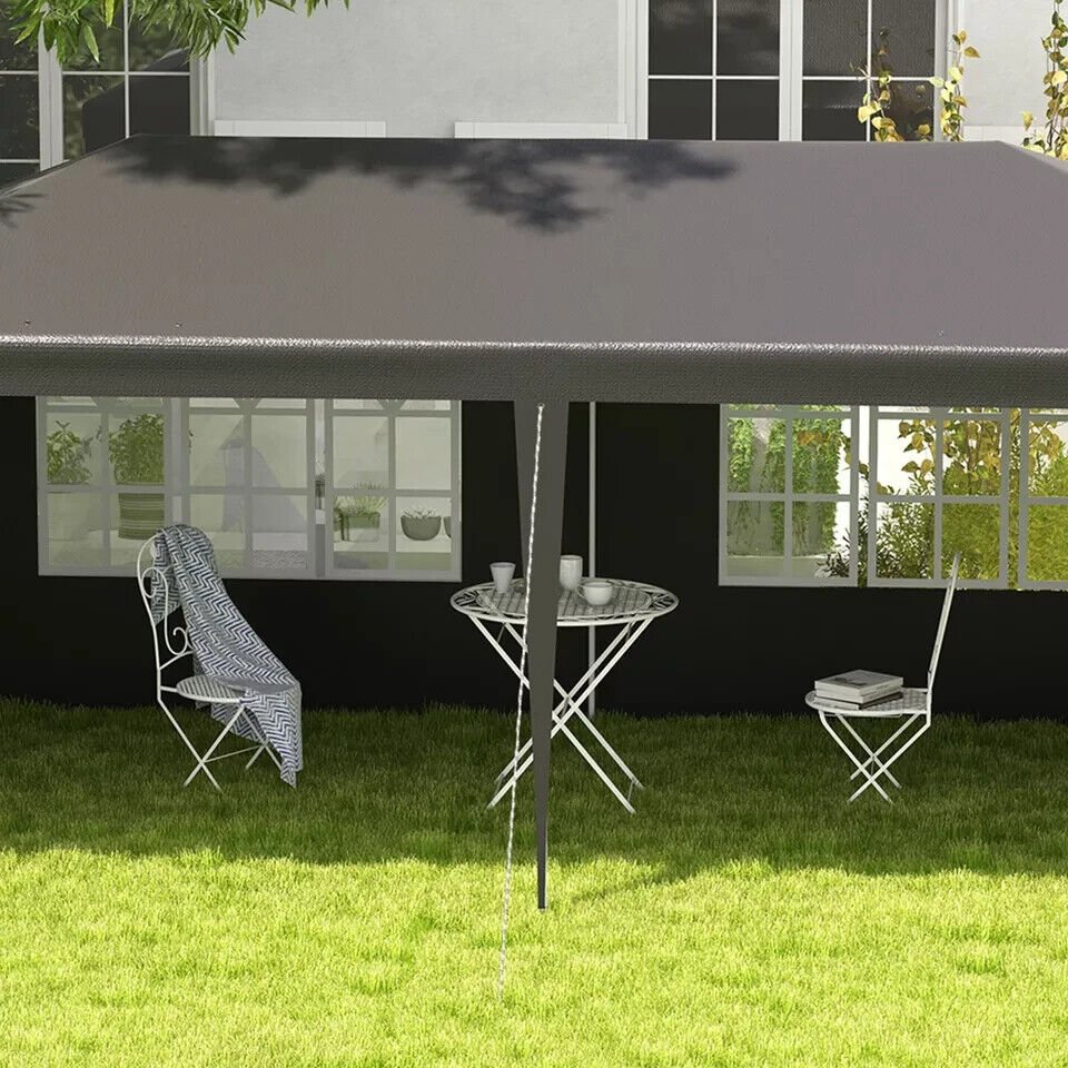 6m x 3m Garden Gazebo Marquee Canopy Party Tent Patio Shelter Dark Grey Cover - Home and Garden Furniture Shop - #rustic - furniture#