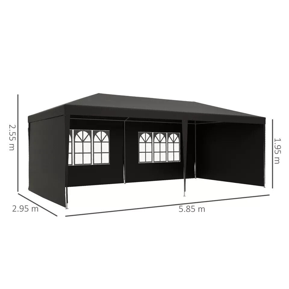 6m x 3m Garden Gazebo Marquee Canopy Party Tent Patio Shelter Dark Grey Cover - Home and Garden Furniture Shop - #rustic - furniture#