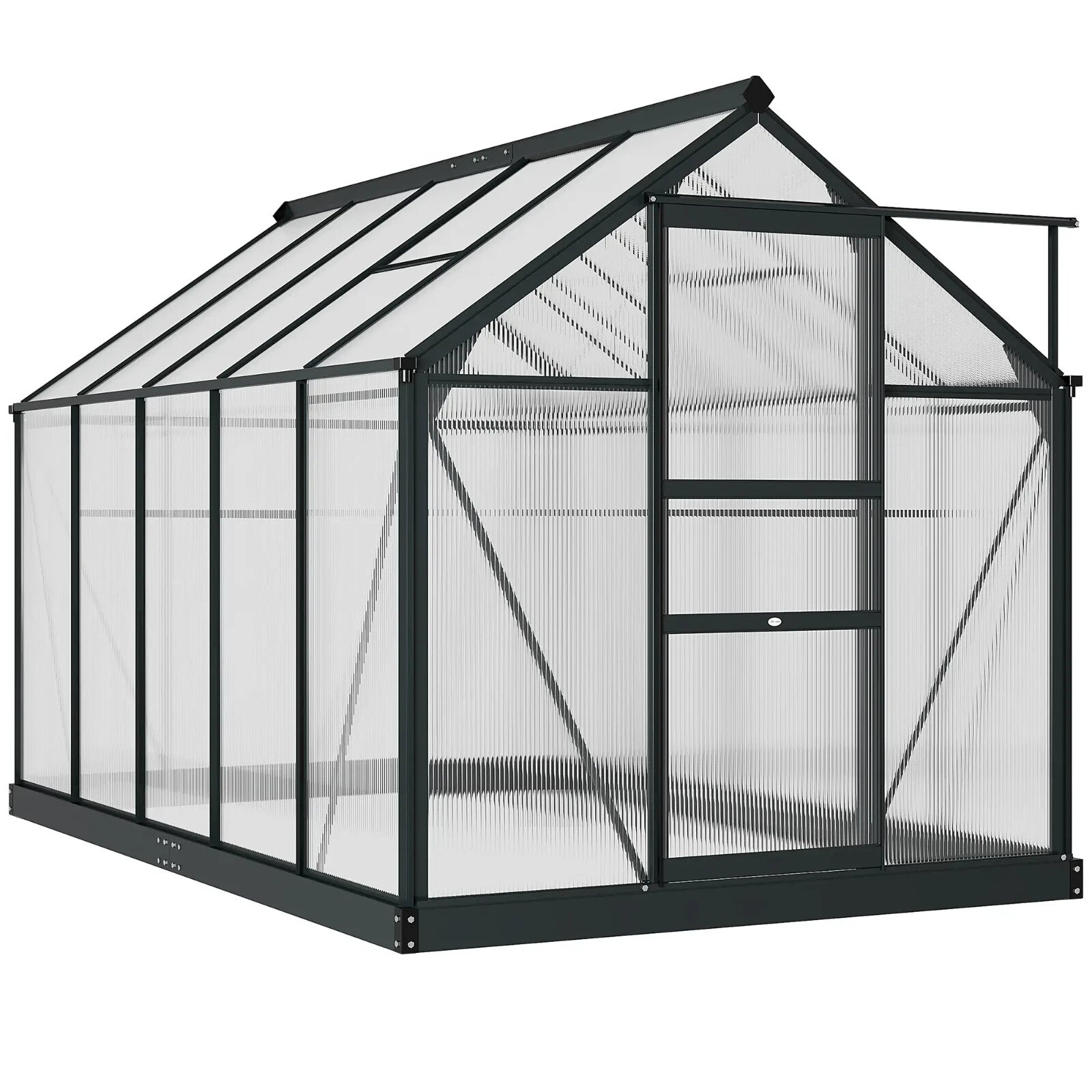 6x10ft Walk In Greenhouse Polycarbonate Panel Galvanised Base Aluminium House - Home and Garden Furniture Shop - rustic - furniture