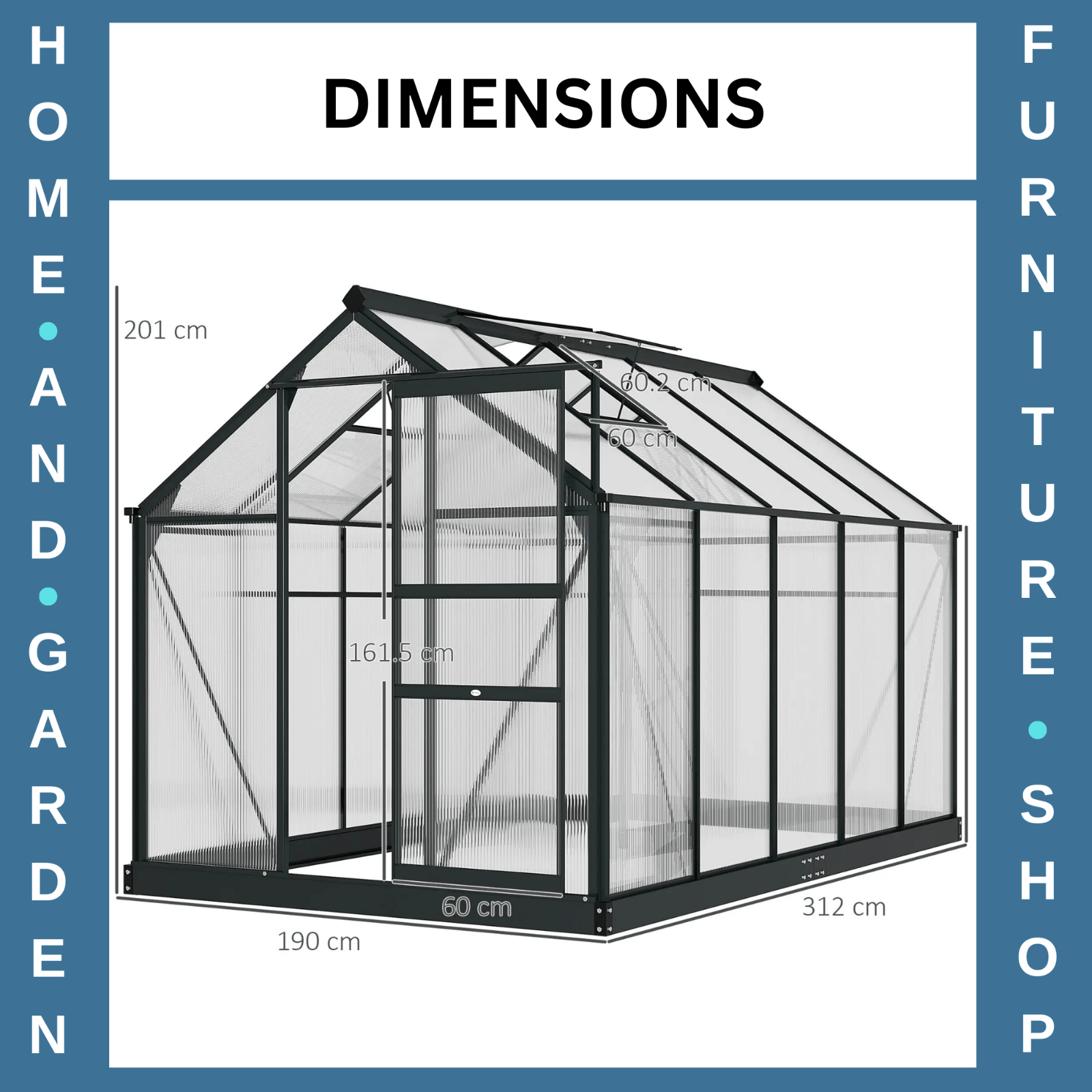 6x10ft Walk In Greenhouse Polycarbonate Panel Galvanised Base Aluminium House - Home and Garden Furniture Shop - rustic - furniture