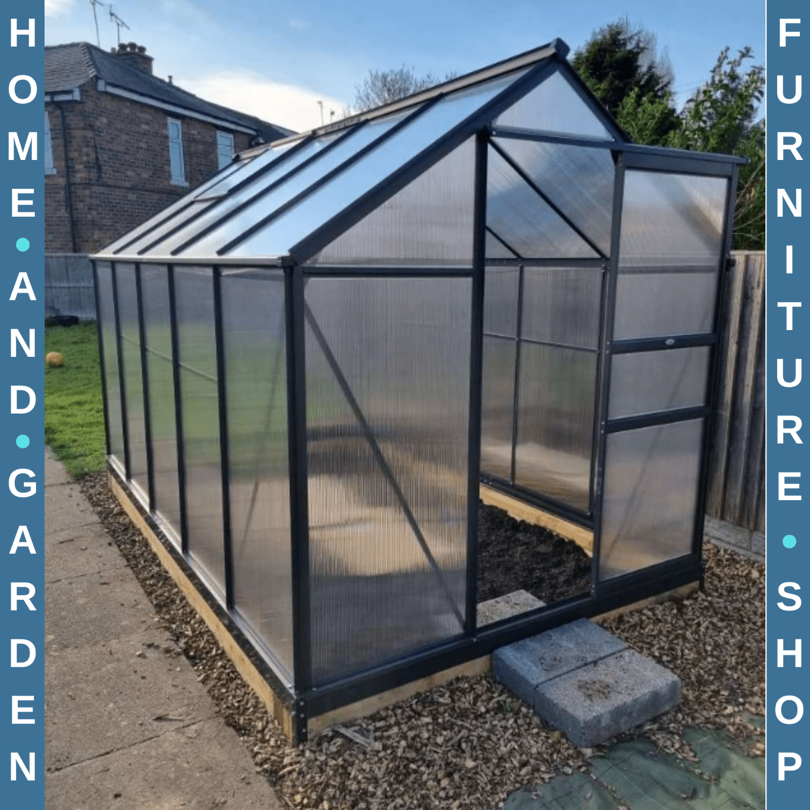 6x10ft Walk In Greenhouse Polycarbonate Panel Galvanised Base Aluminium House - Home and Garden Furniture Shop - rustic - furniture