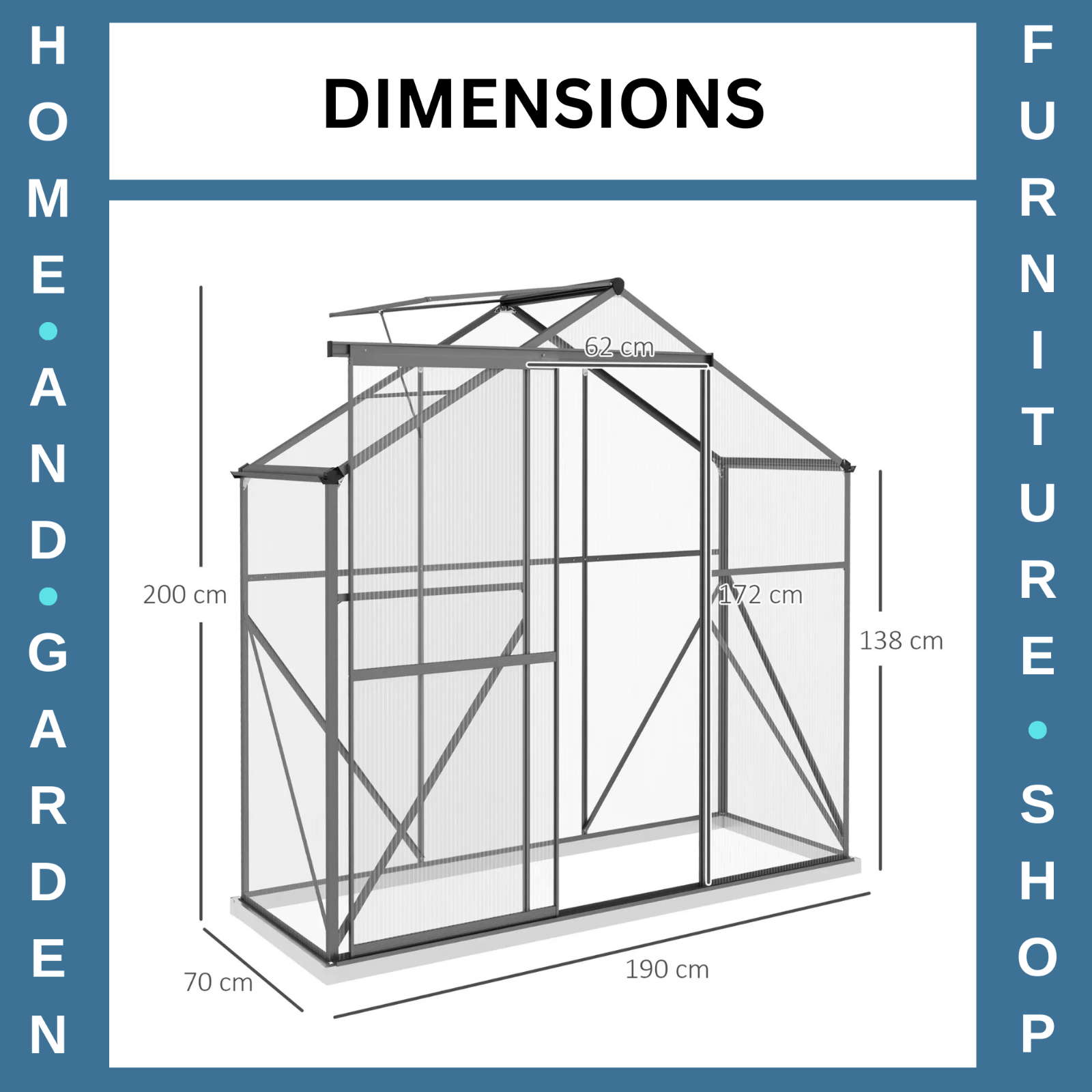 6x2.5ft Polycarbonate Walk - in Greenhouse with Rain Gutter & Sliding Door - Home and Garden Furniture Shop - rustic - furniture